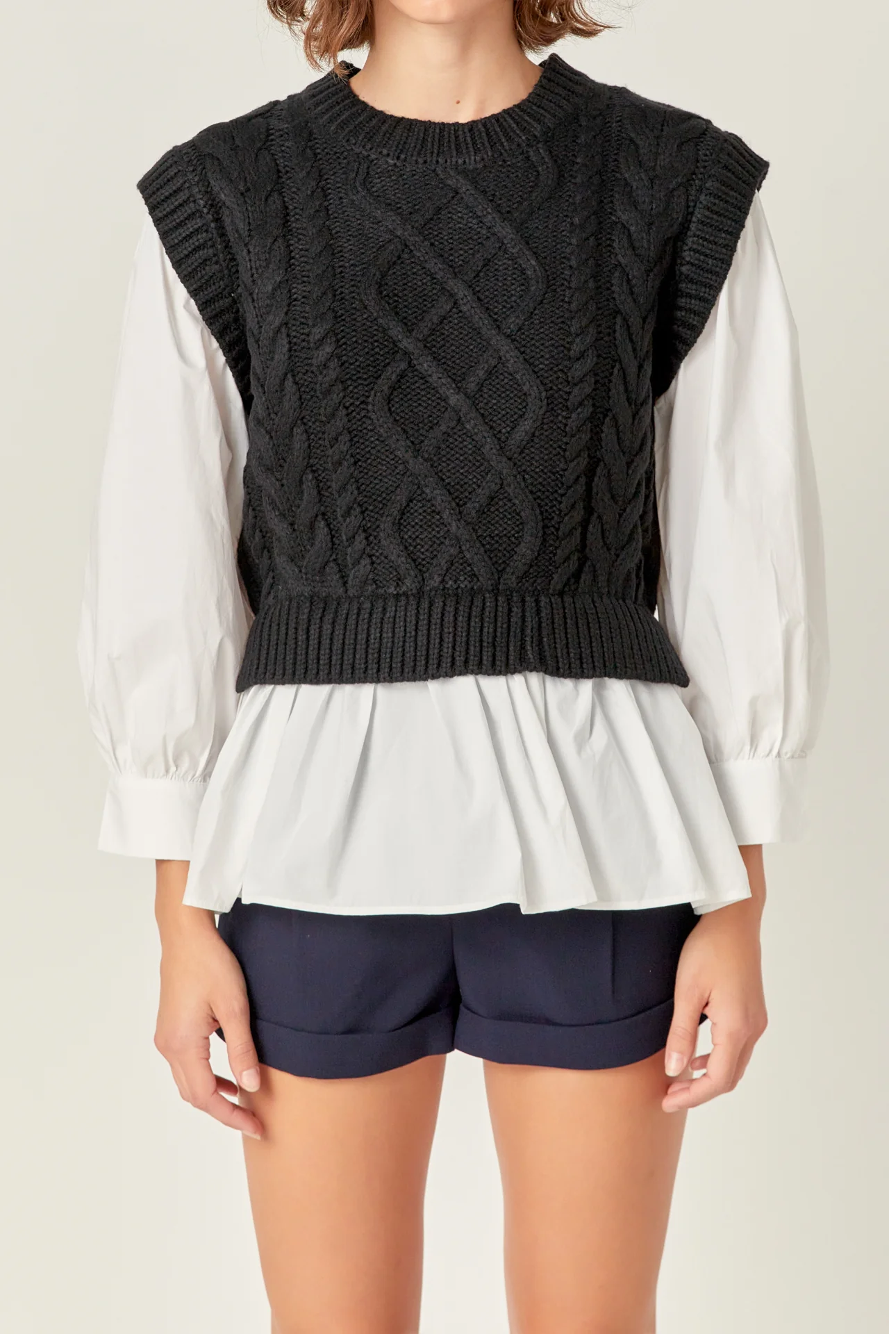 Mixed Media Cable Detail Sweater - Image 7