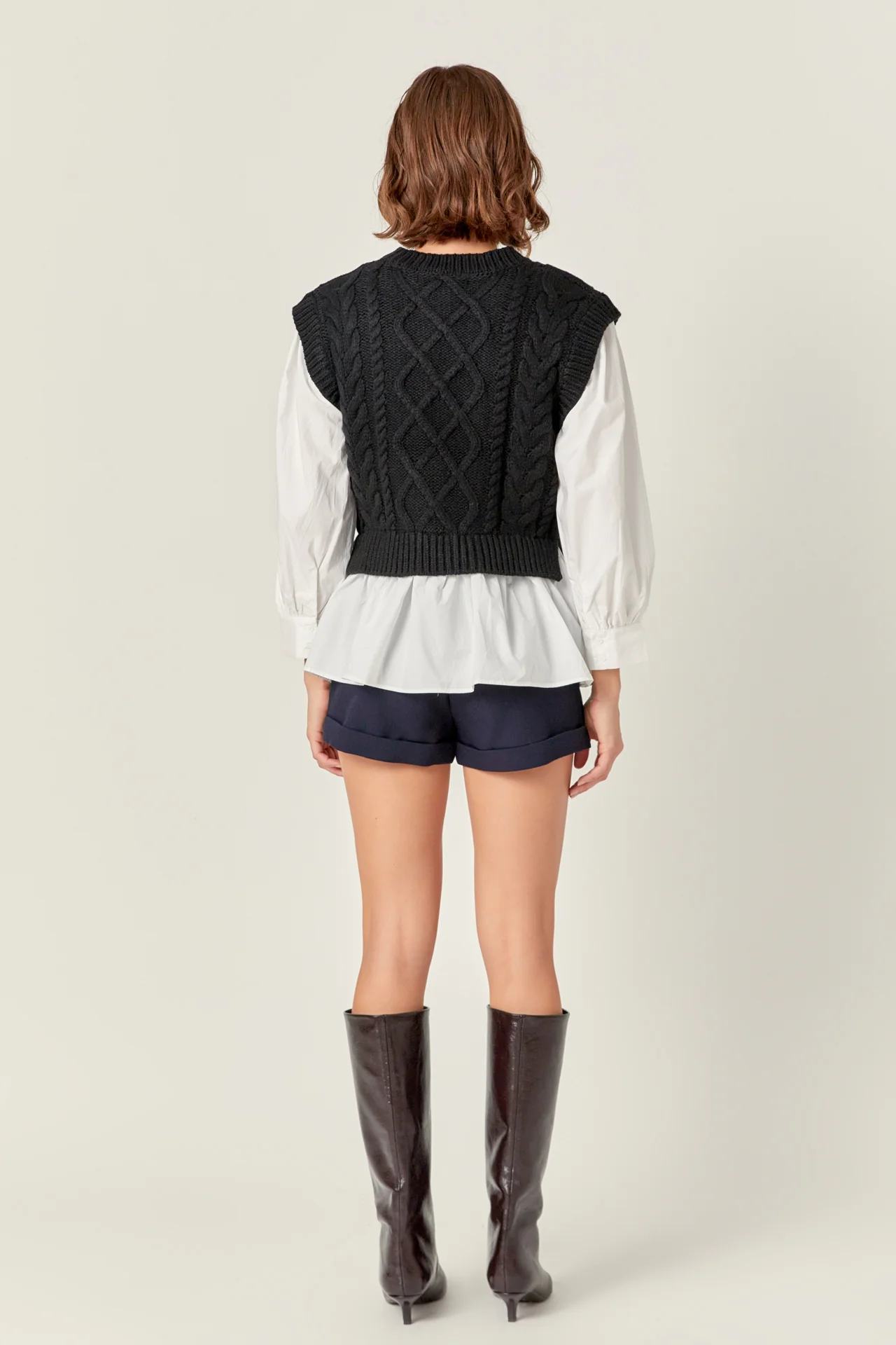 Mixed Media Cable Detail Sweater - Image 9