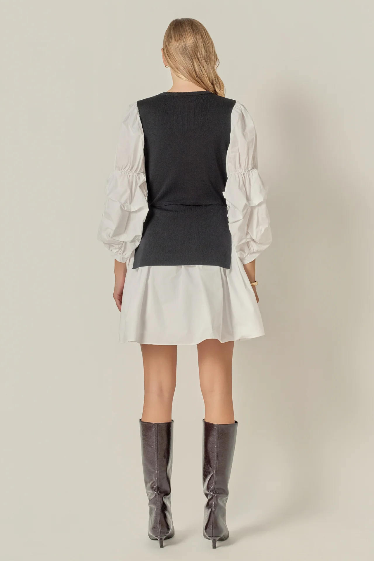 Mixed Media Poplin Mini Dress - Image 4