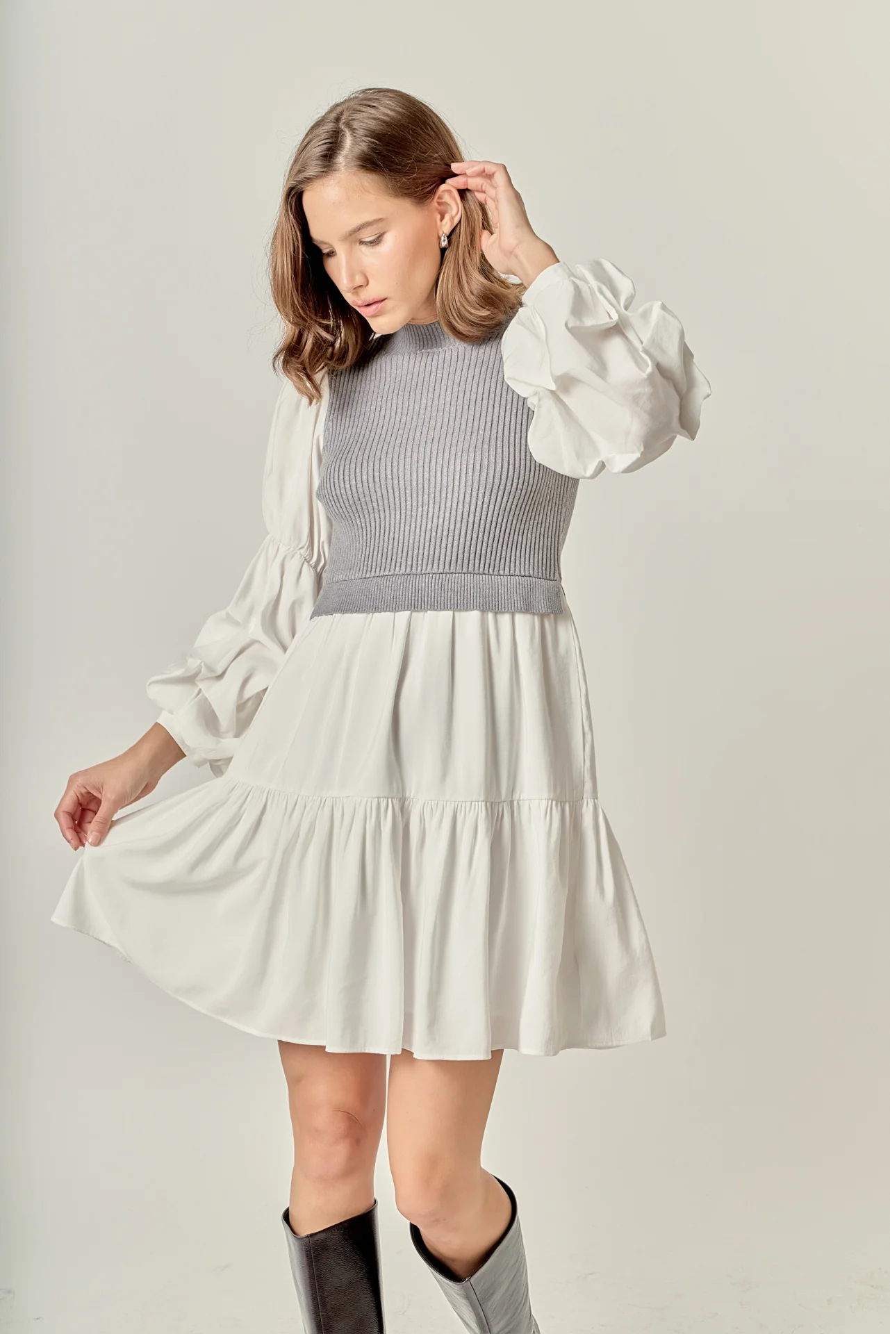 Mixed Media Mini Dress - Image 15