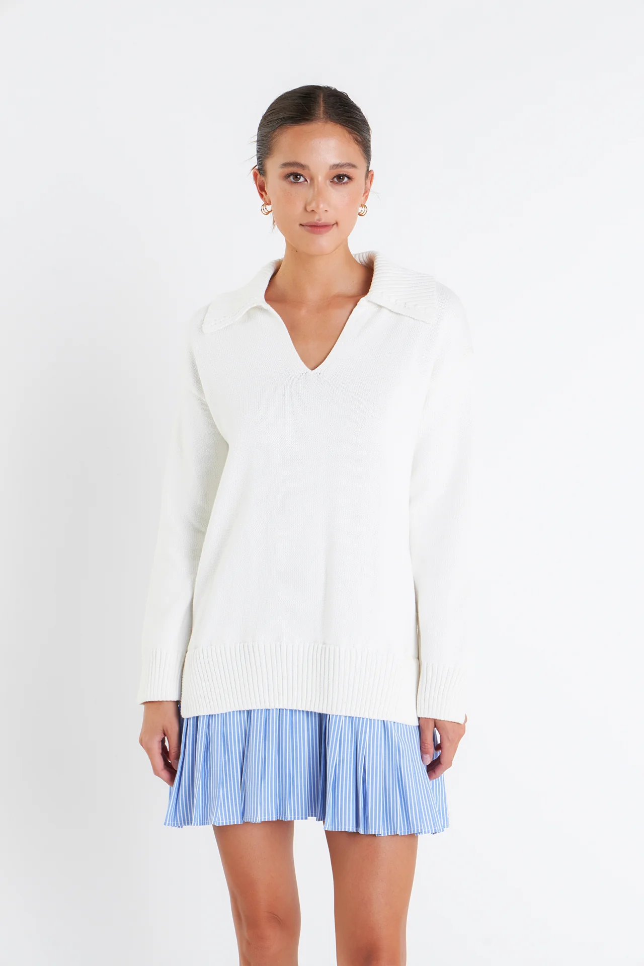 Mixed Media Pleated Mini Dress - Image 10