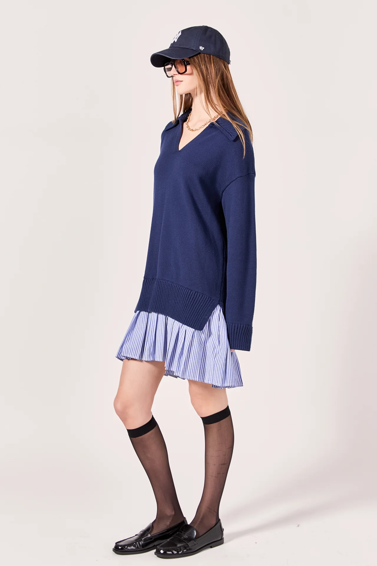 Mixed Media Pleated Mini Dress - Image 3