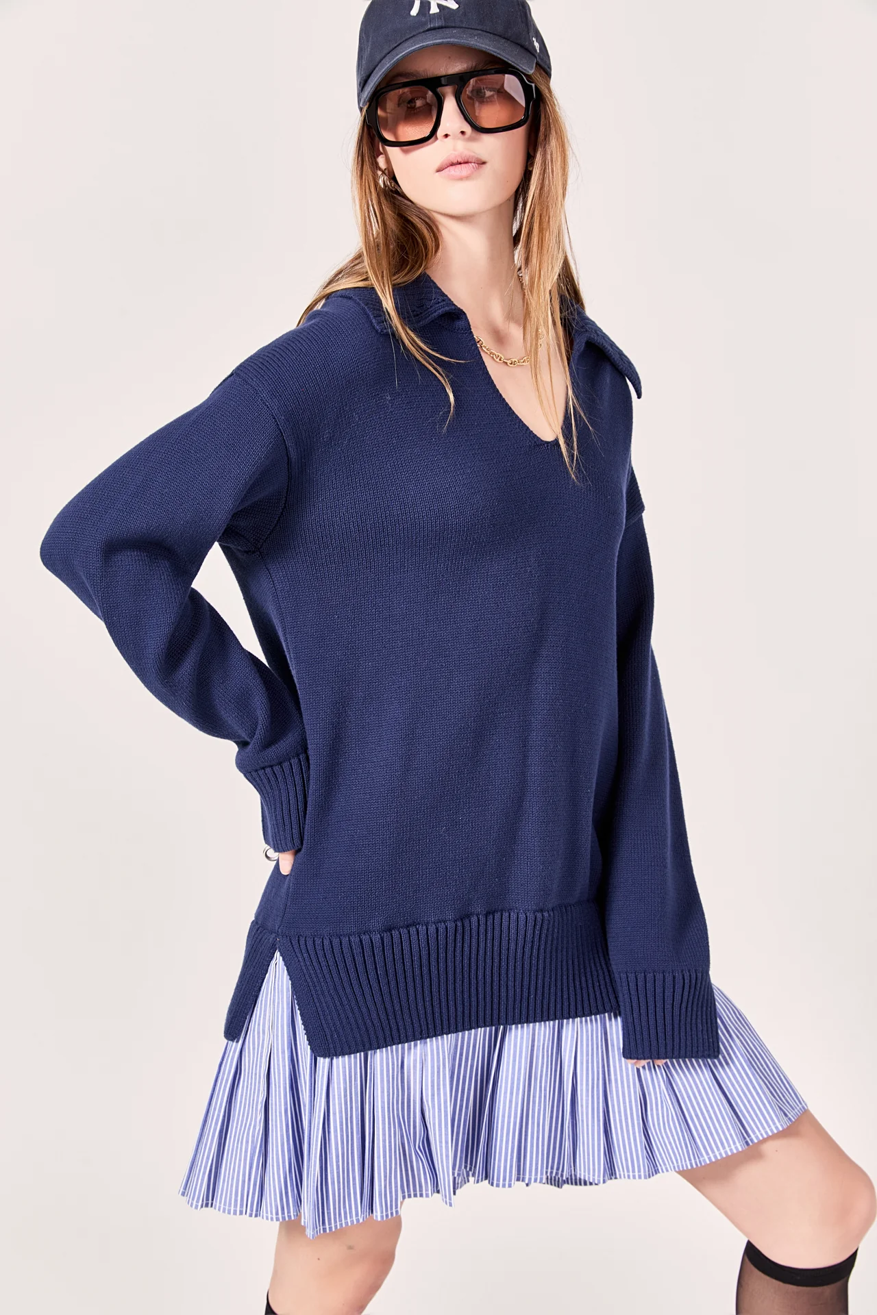 Mixed Media Pleated Mini Dress - Image 5