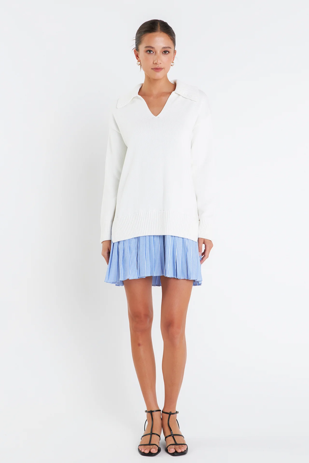 Mixed Media Pleated Mini Dress - Image 6