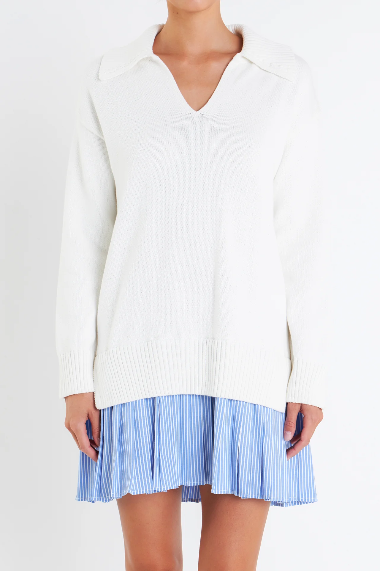 Mixed Media Pleated Mini Dress - Image 7