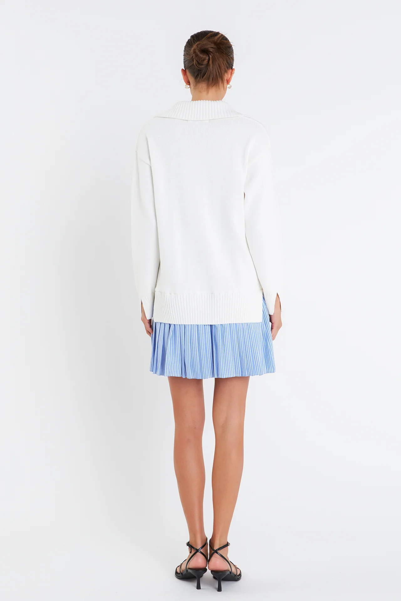 Mixed Media Pleated Mini Dress - Image 9