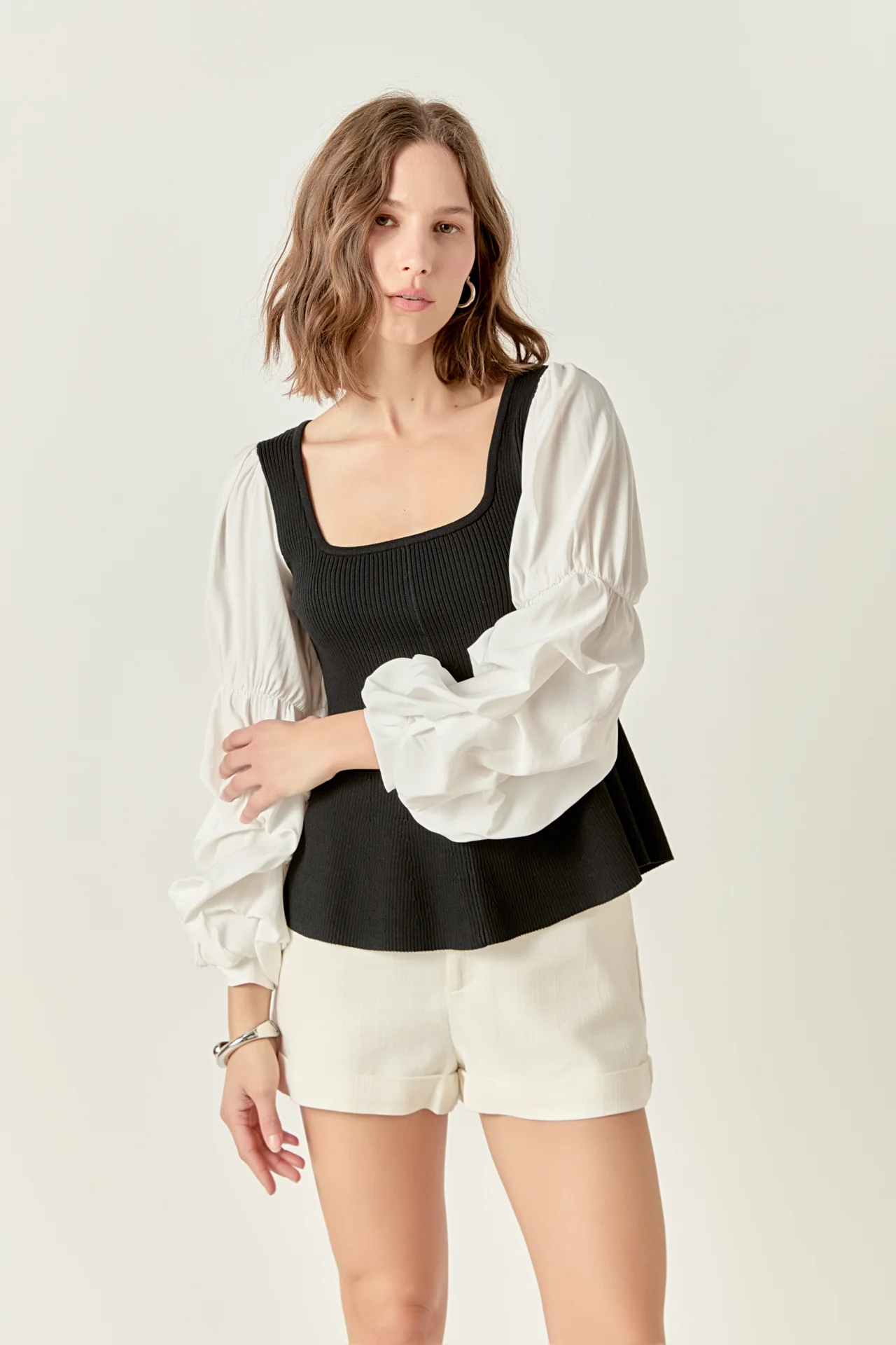 Mixed Media Ribbed Top - Image 5