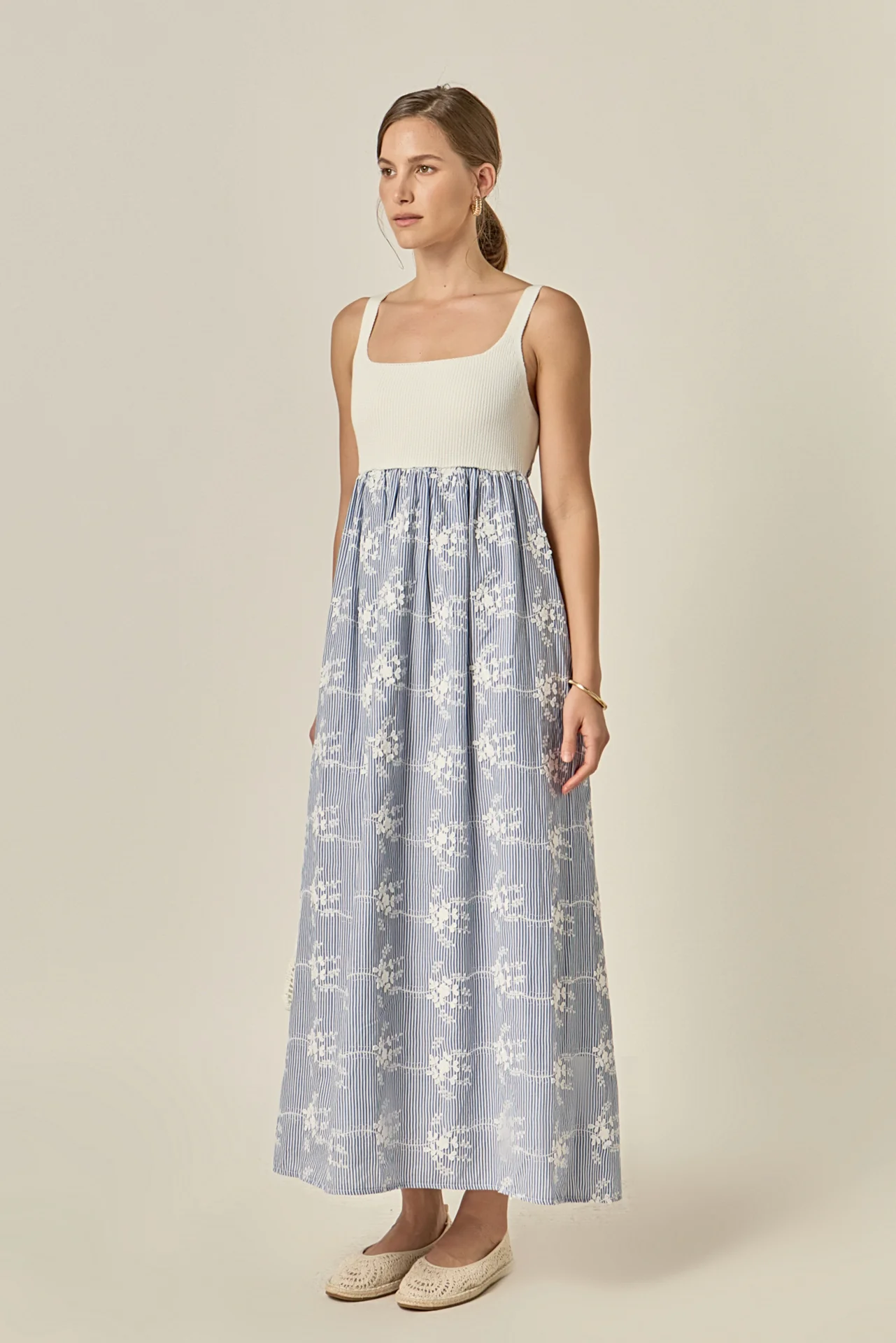 Charlotte Mixed Media Midi Dress - Image 5