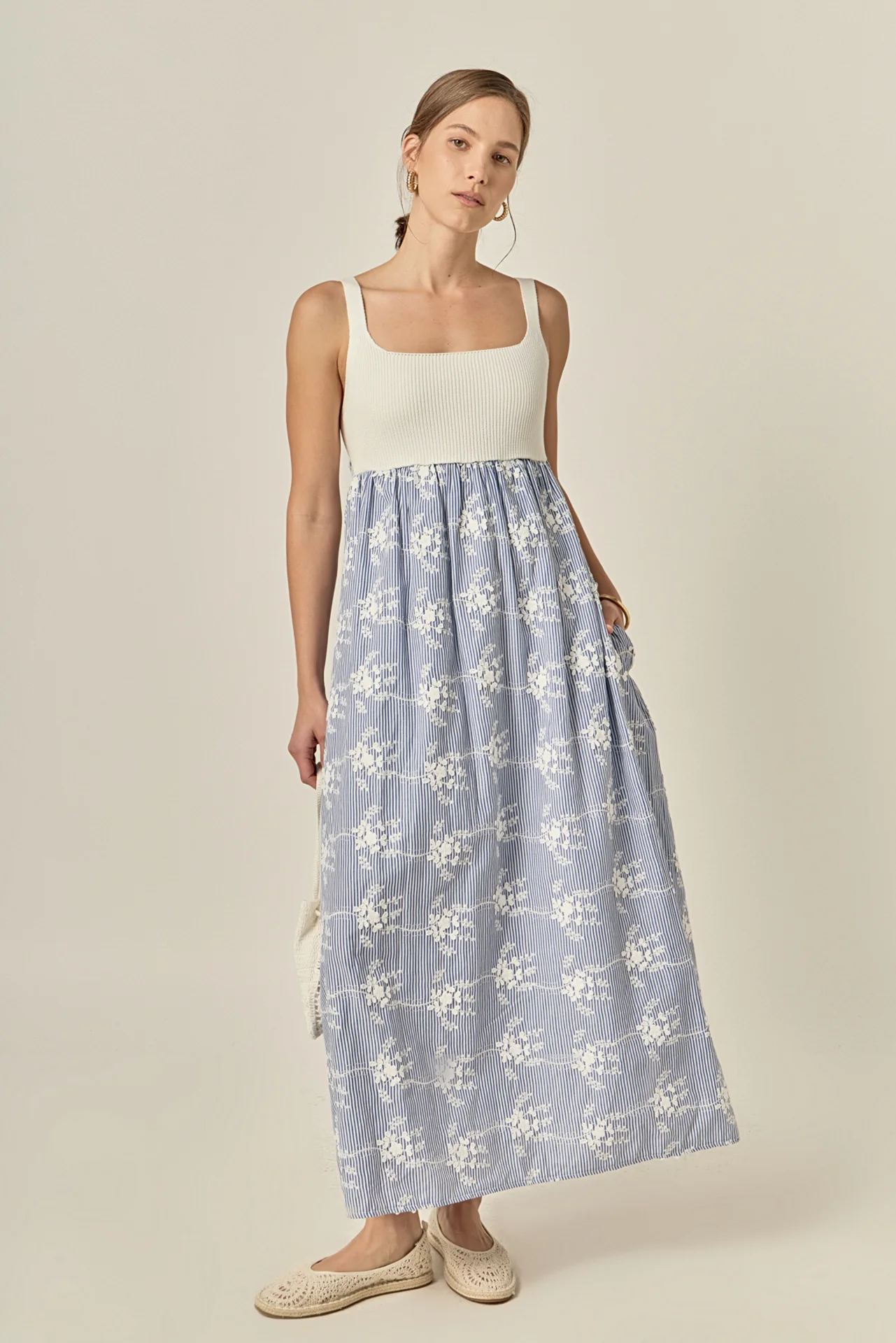 Charlotte Mixed Media Midi Dress - Image 7