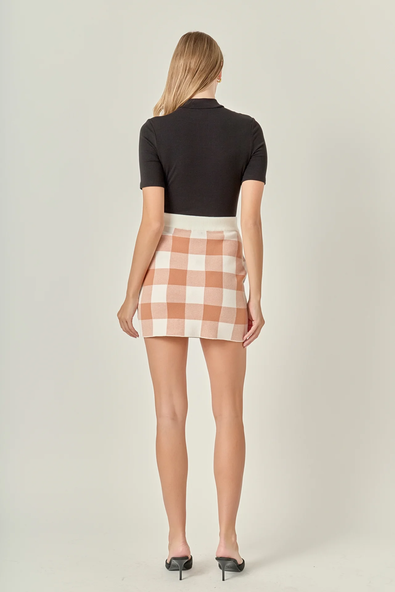 Multi Gingham Knit Mini Skirt - Image 4