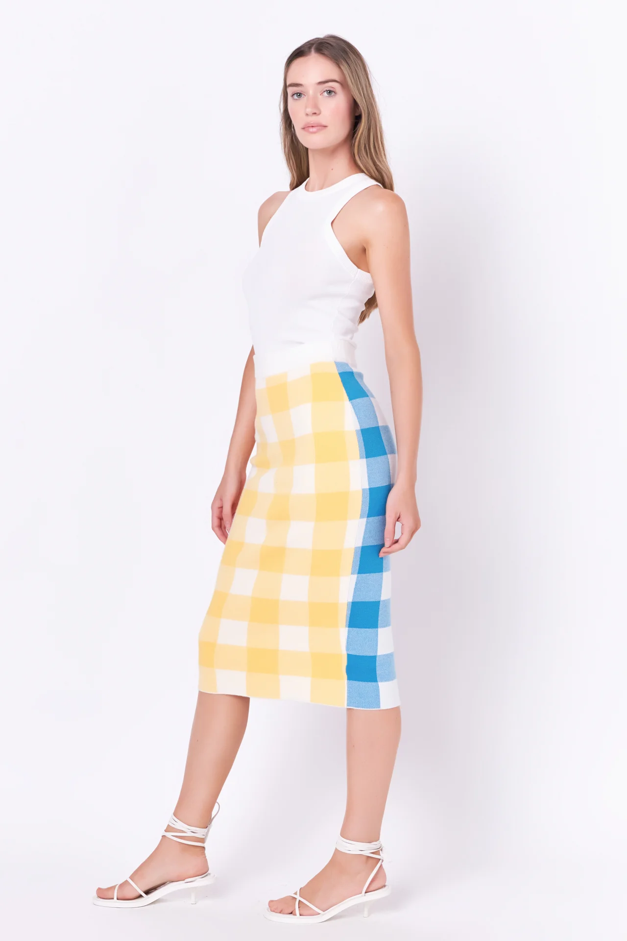 Multi Gingham Pencil Skirt - Image 3