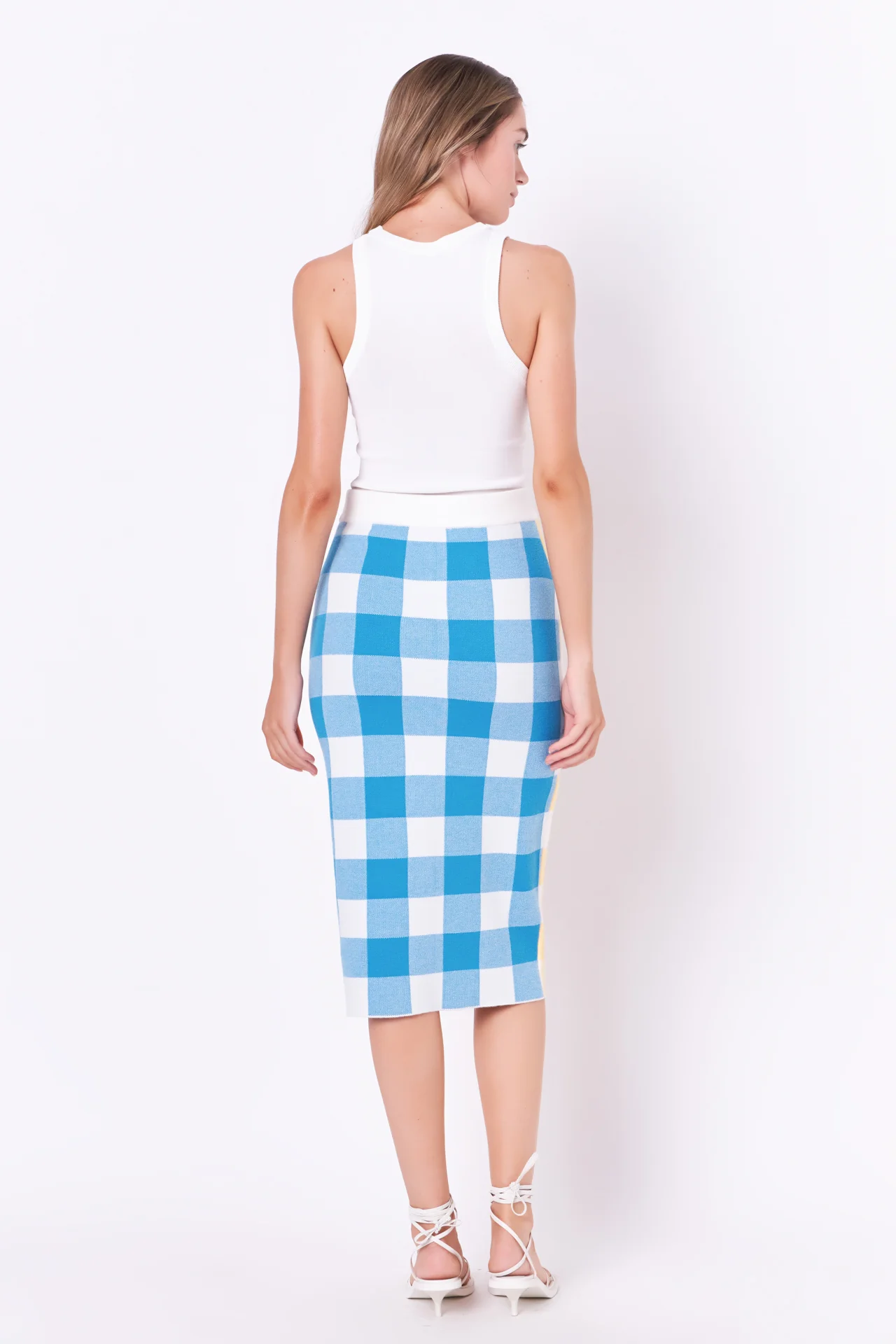 Multi Gingham Pencil Skirt - Image 4