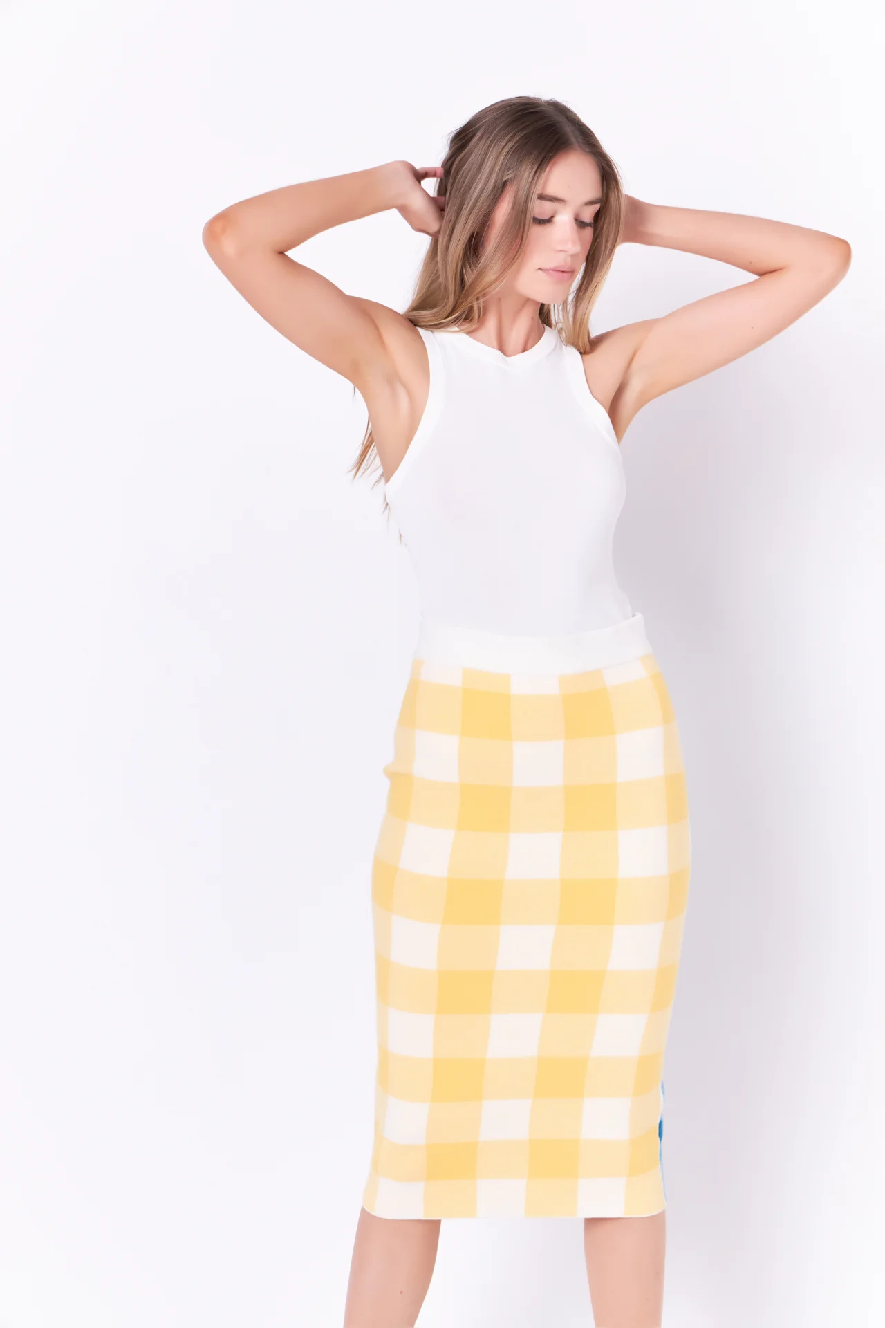 Multi Gingham Pencil Skirt - Image 5