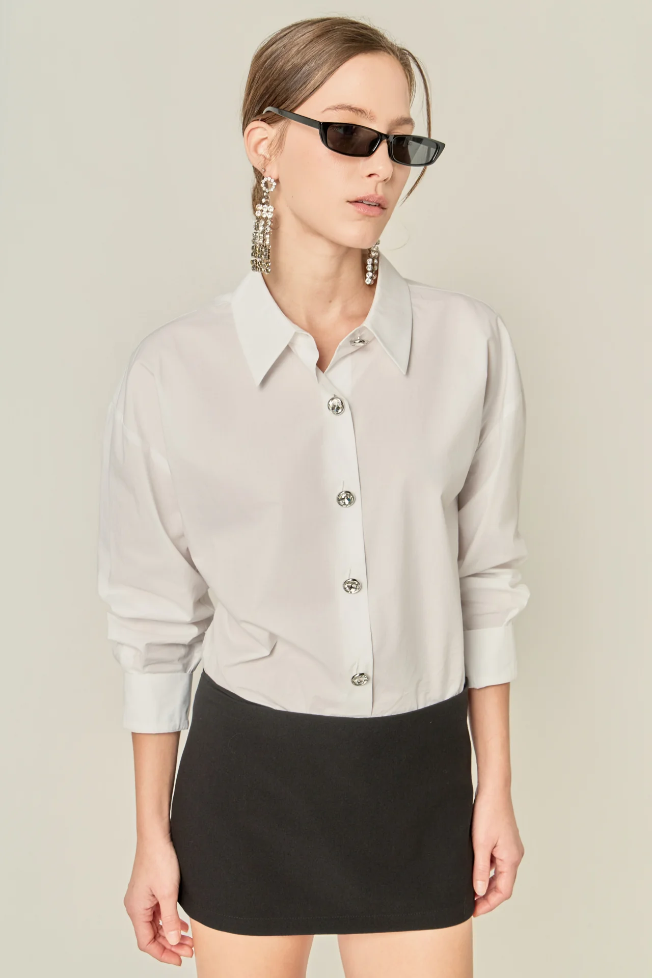 Crystal Button Oversized Shirt - Image 5