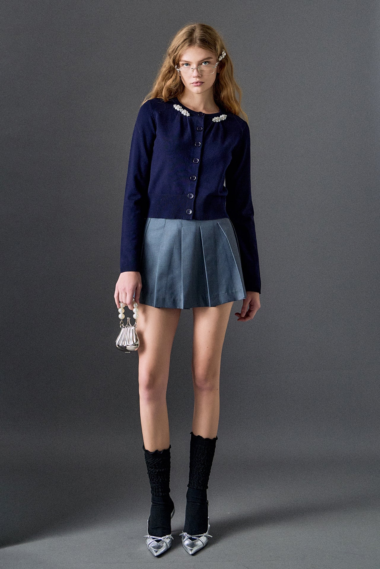 Pearl and Rhinestone Accent Cardigan - Image 4