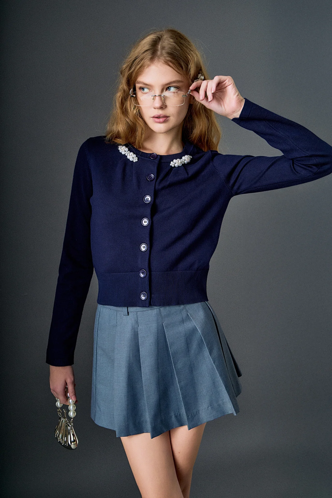 Pearl and Rhinestone Accent Cardigan - Image 6