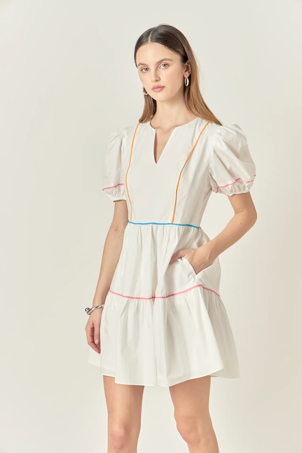 Puff Sleeve Tiered Mini Dress - Image 10