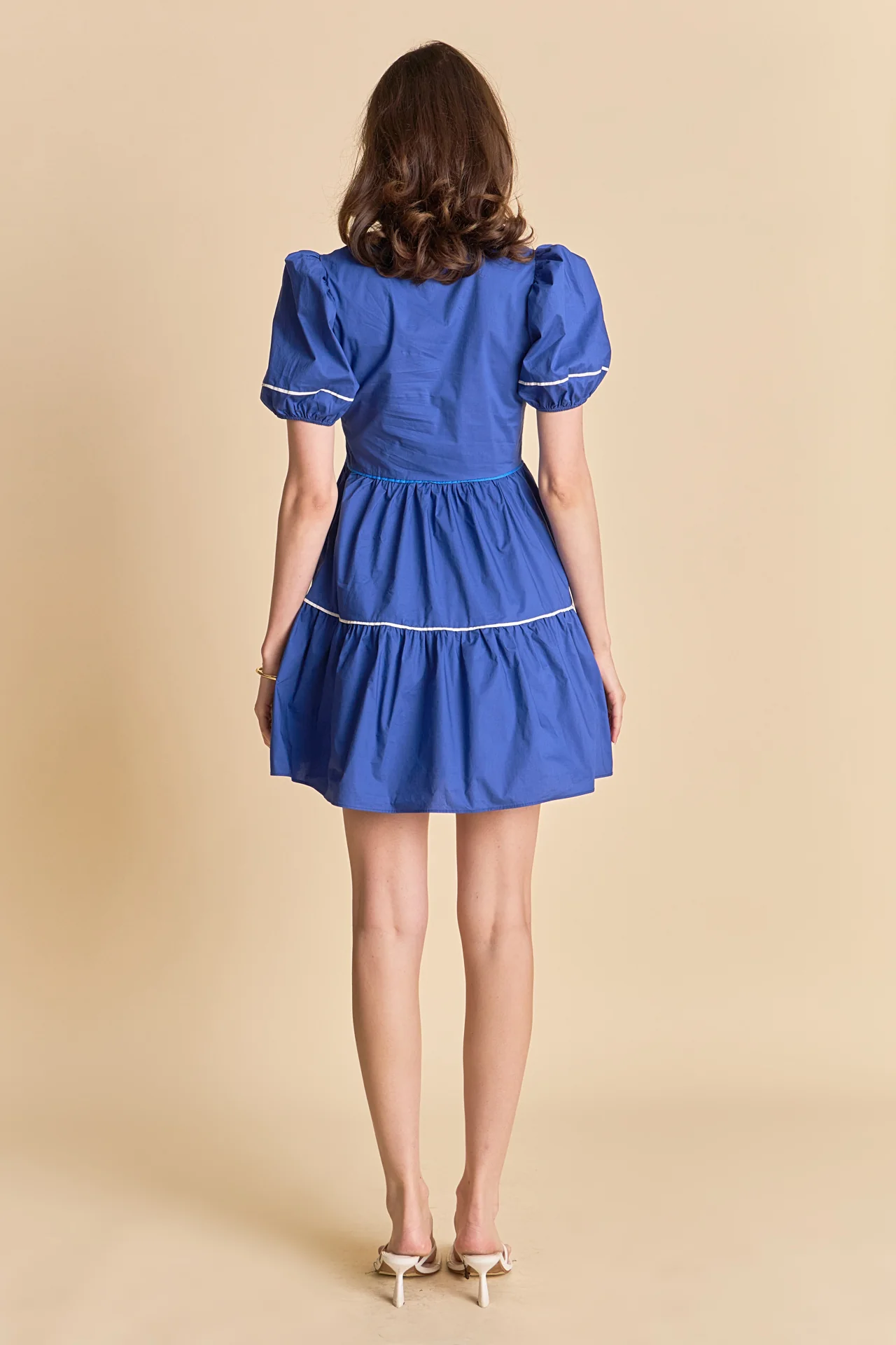 Puff Sleeve Tiered Mini Dress - Image 4