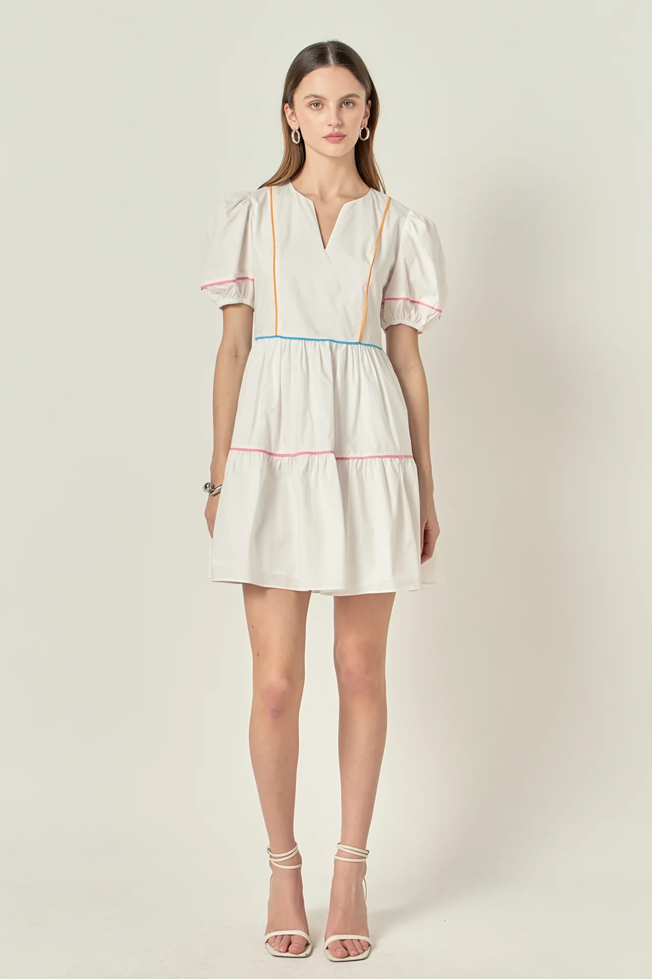 Puff Sleeve Tiered Mini Dress - Image 6