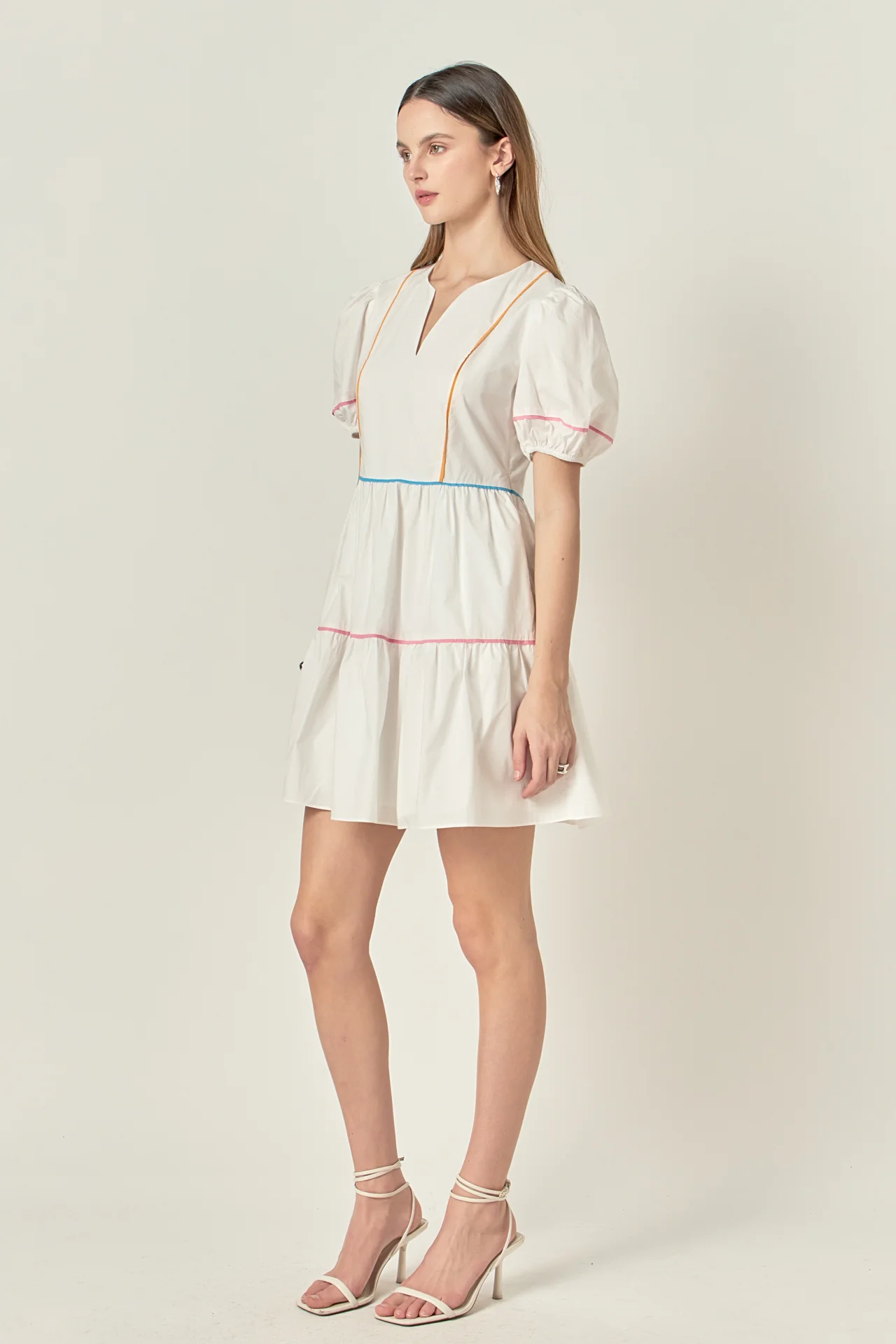 Puff Sleeve Tiered Mini Dress - Image 8