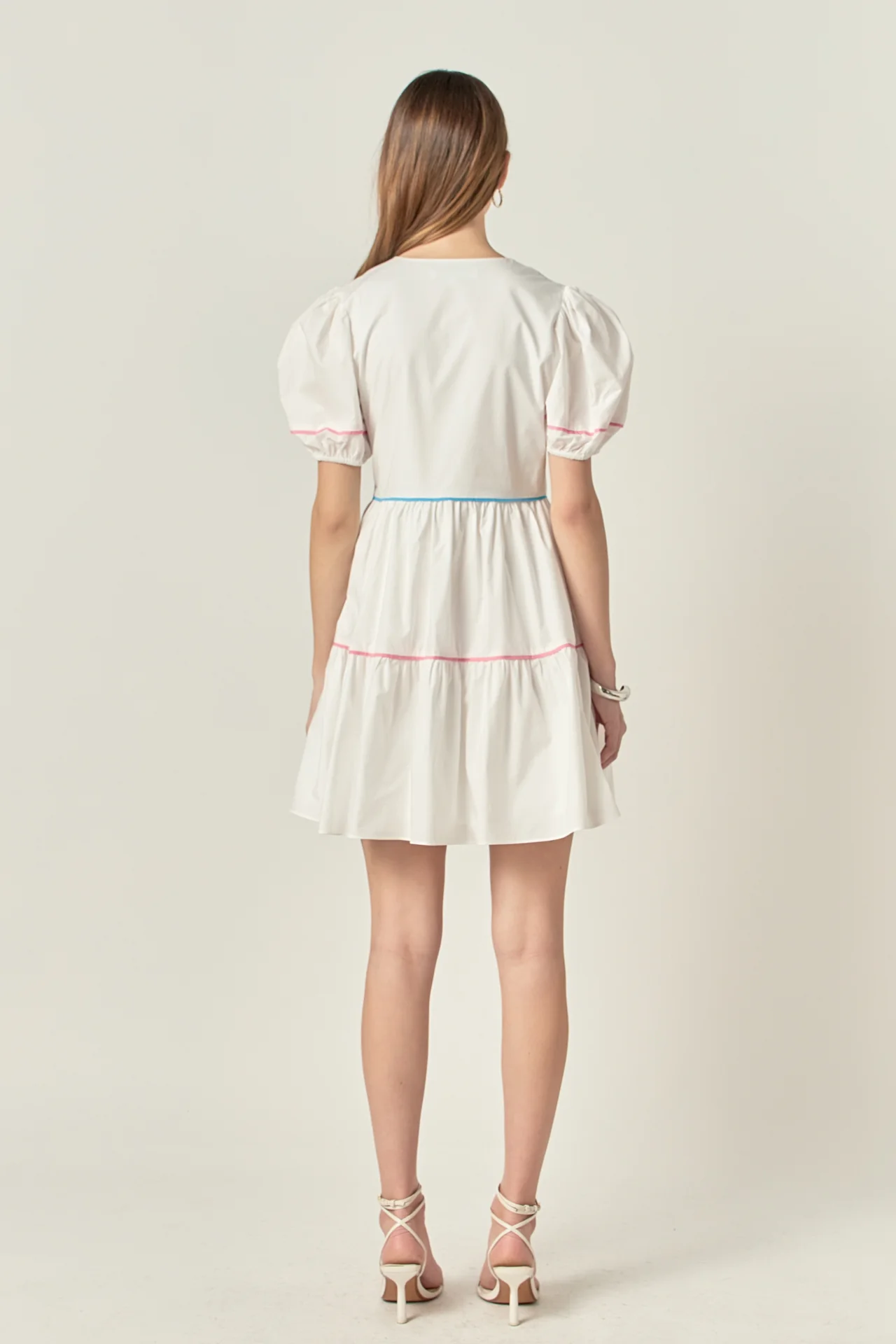 Puff Sleeve Tiered Mini Dress - Image 9