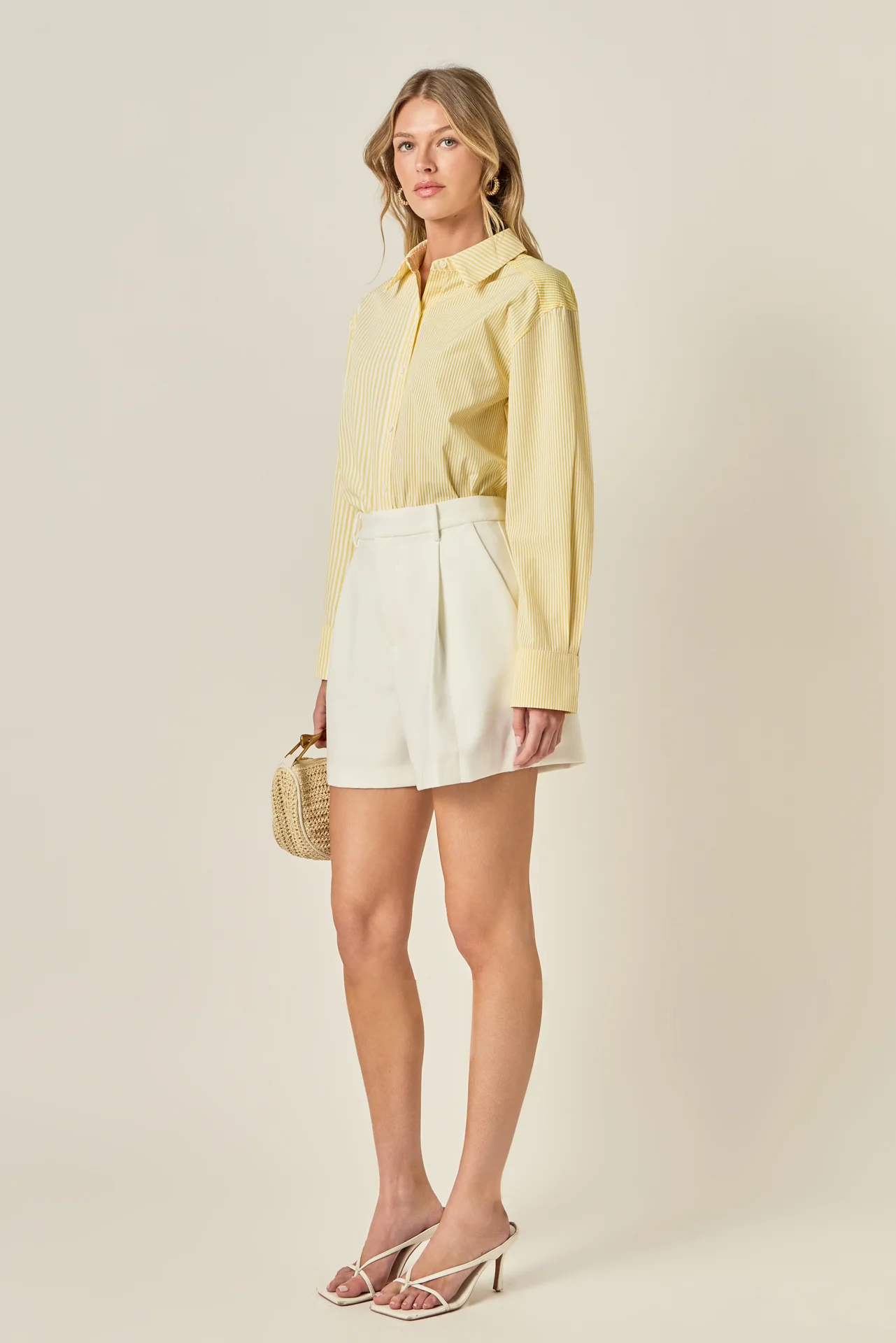 Pleated High Waisted Shorts - Image 3