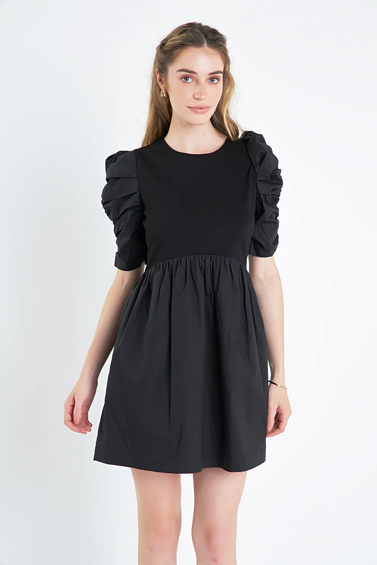 Pleated Puff Sleeve Mini Dress - Image 10