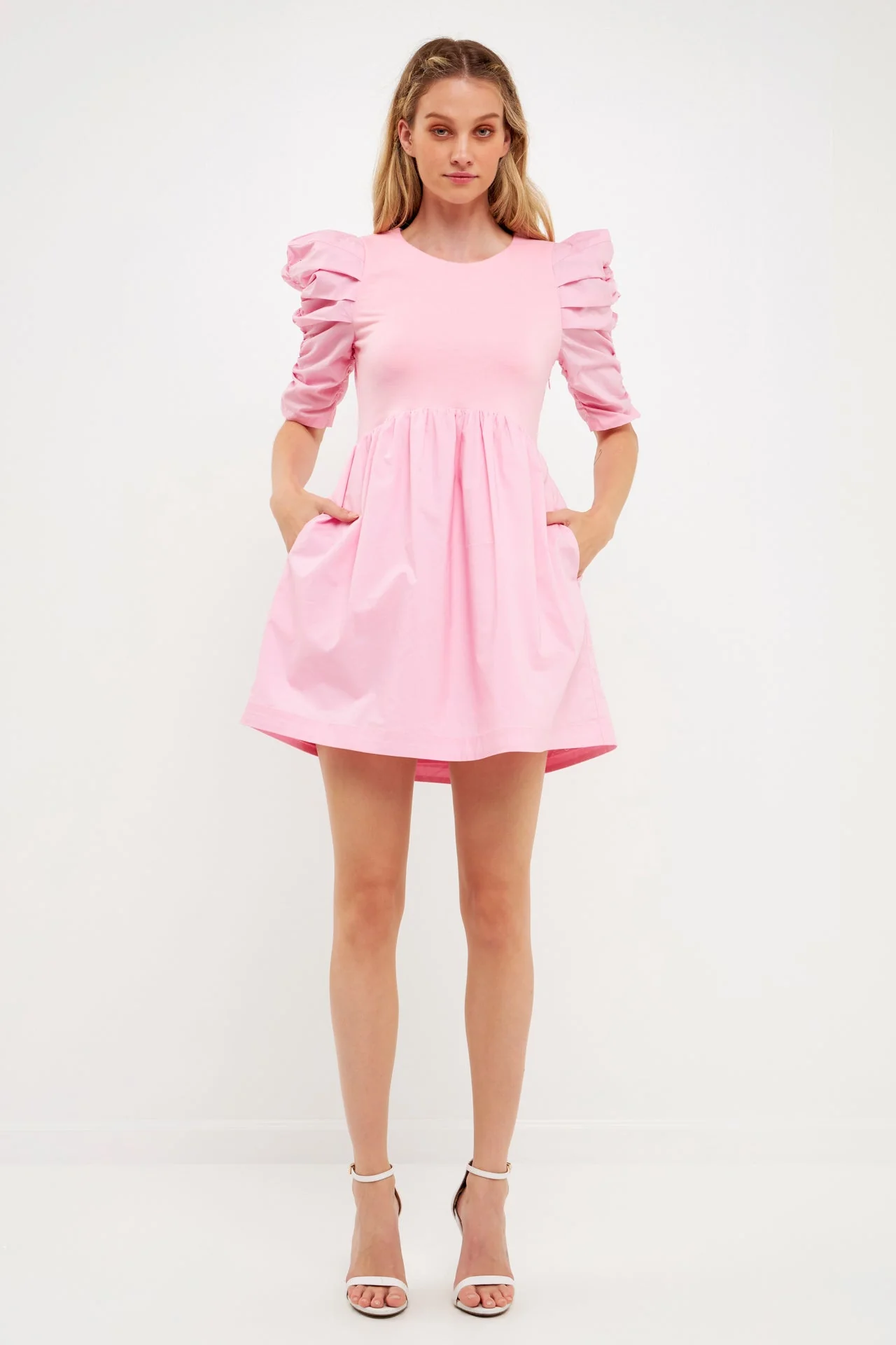 Pleated Puff Sleeve Mini Dress - Image 11