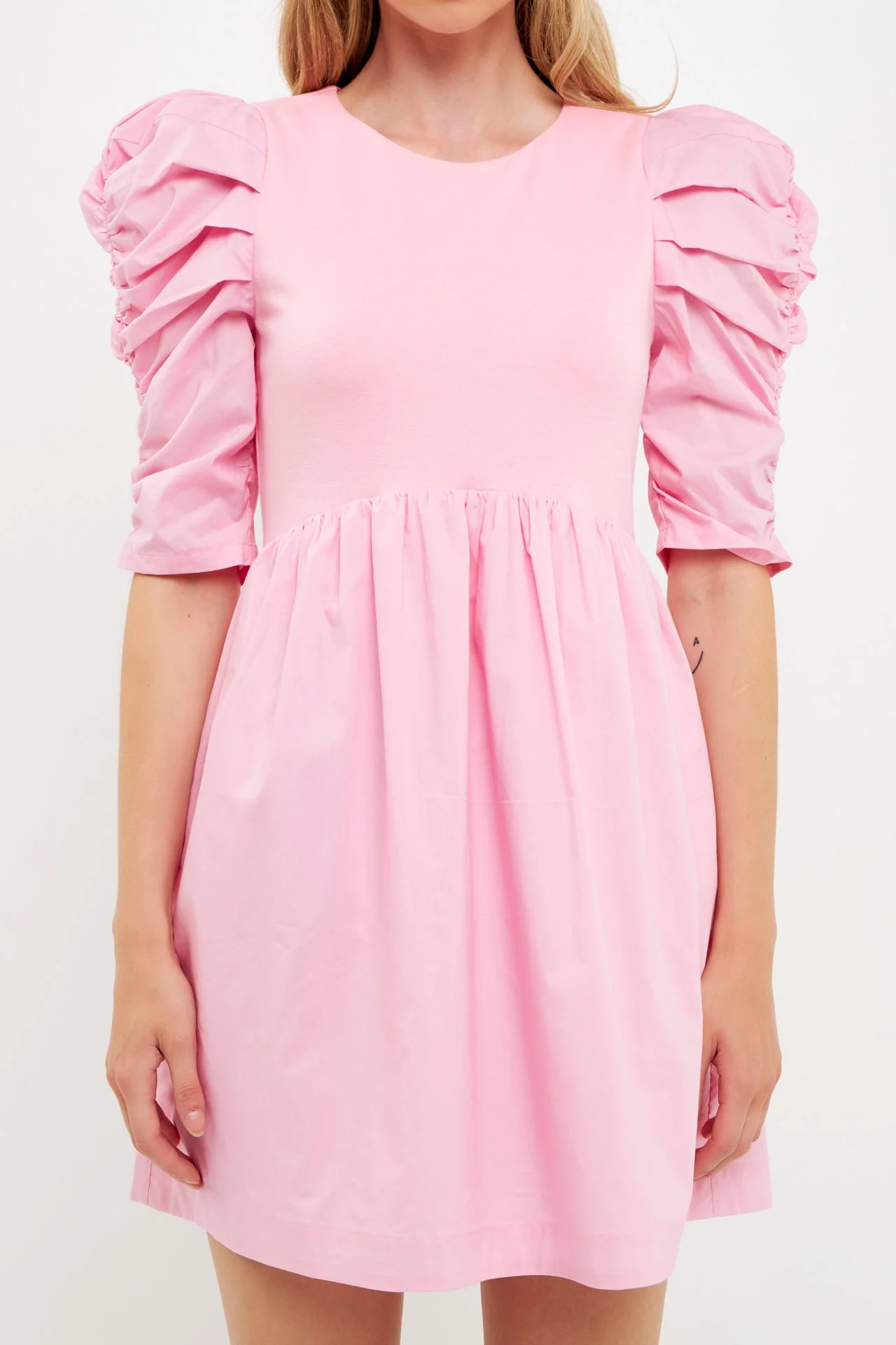 Pleated Puff Sleeve Mini Dress - Image 12