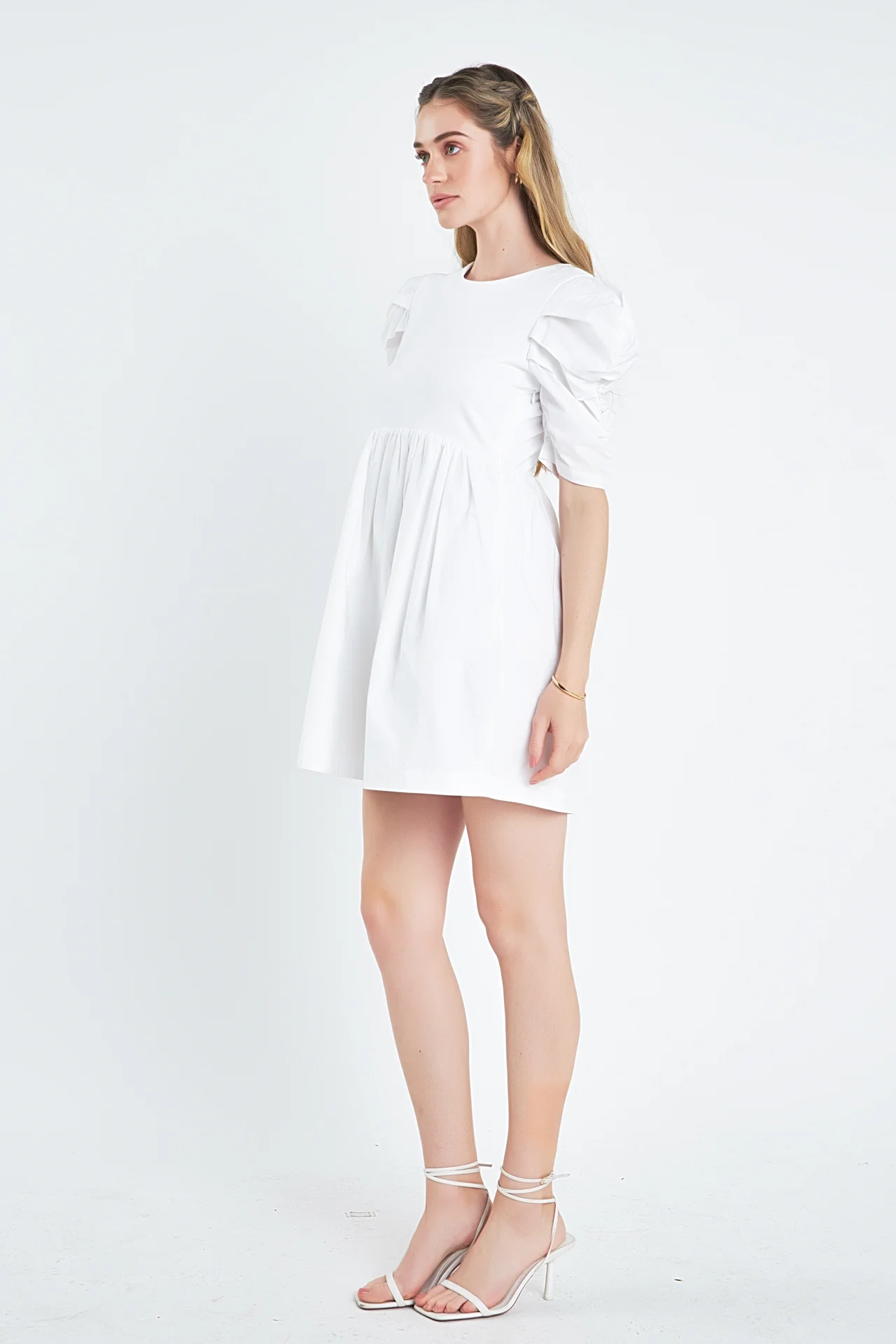 Pleated Puff Sleeve Mini Dress - Image 3