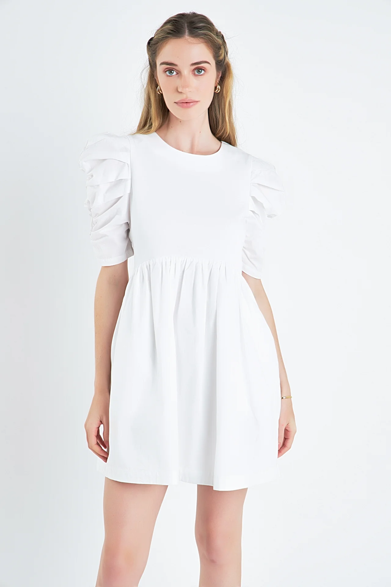 Pleated Puff Sleeve Mini Dress - Image 5