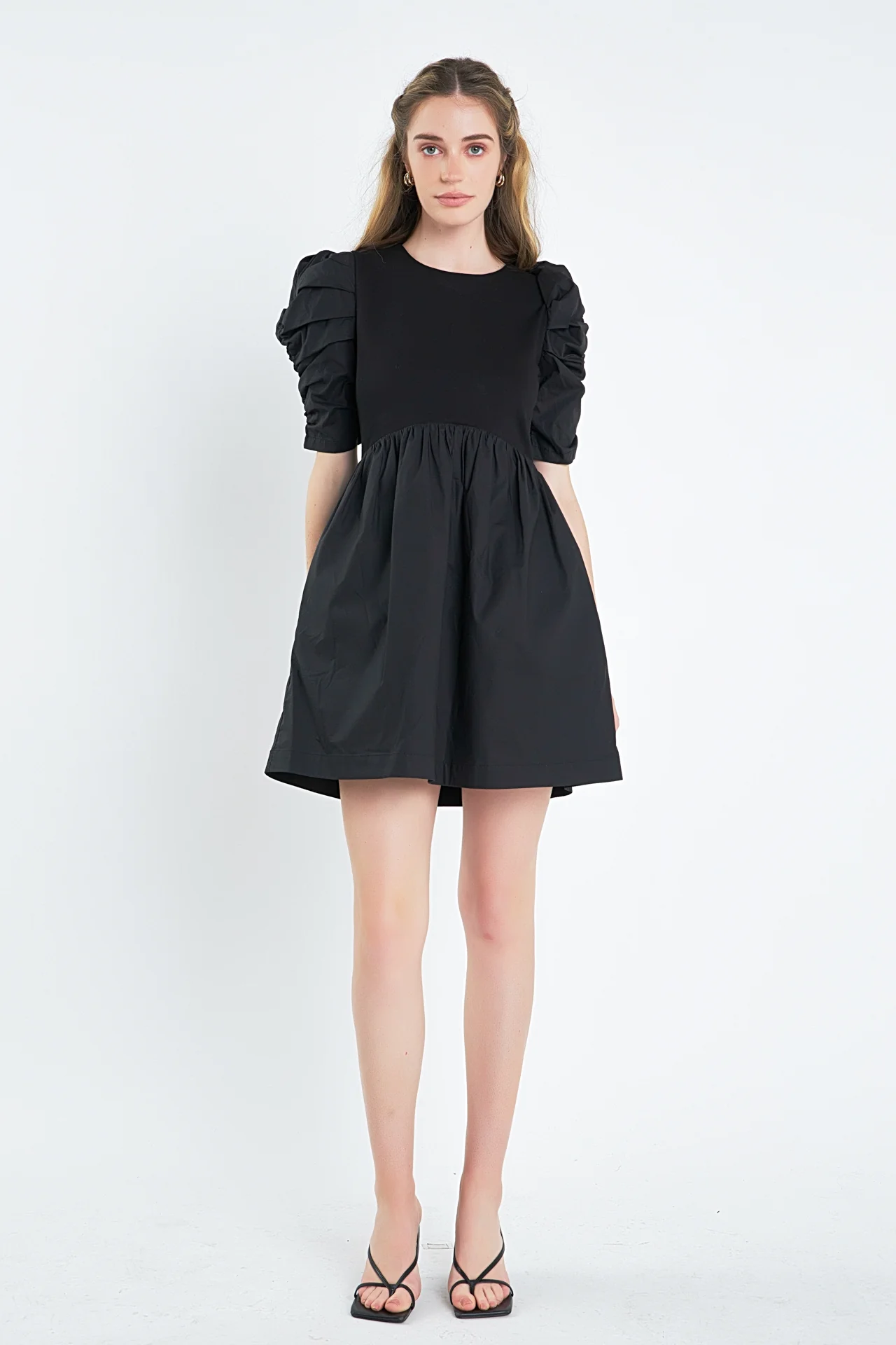 Pleated Puff Sleeve Mini Dress - Image 6