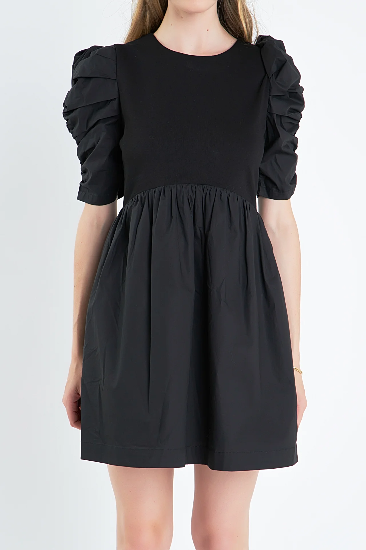Pleated Puff Sleeve Mini Dress - Image 7