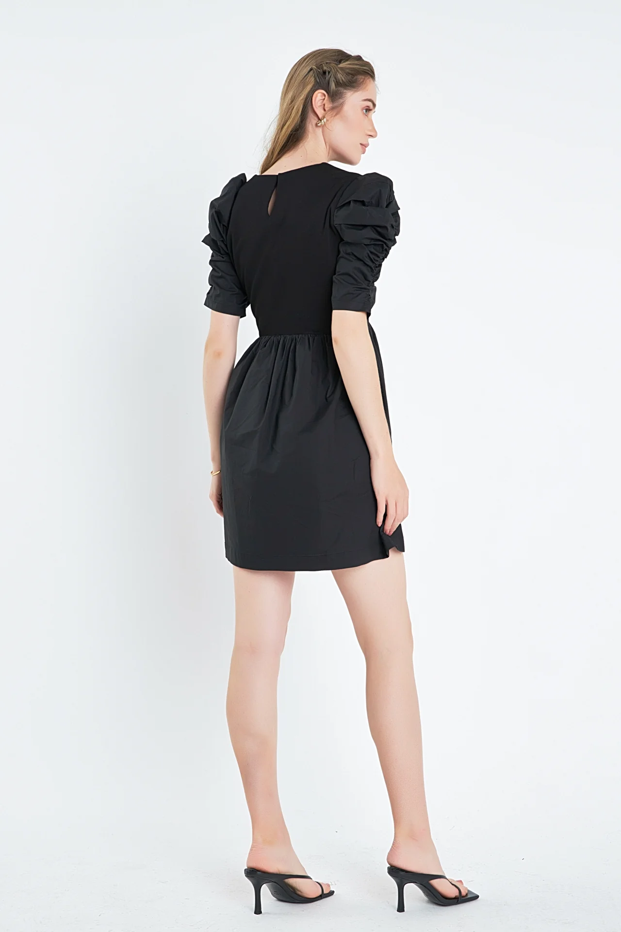 Pleated Puff Sleeve Mini Dress - Image 9