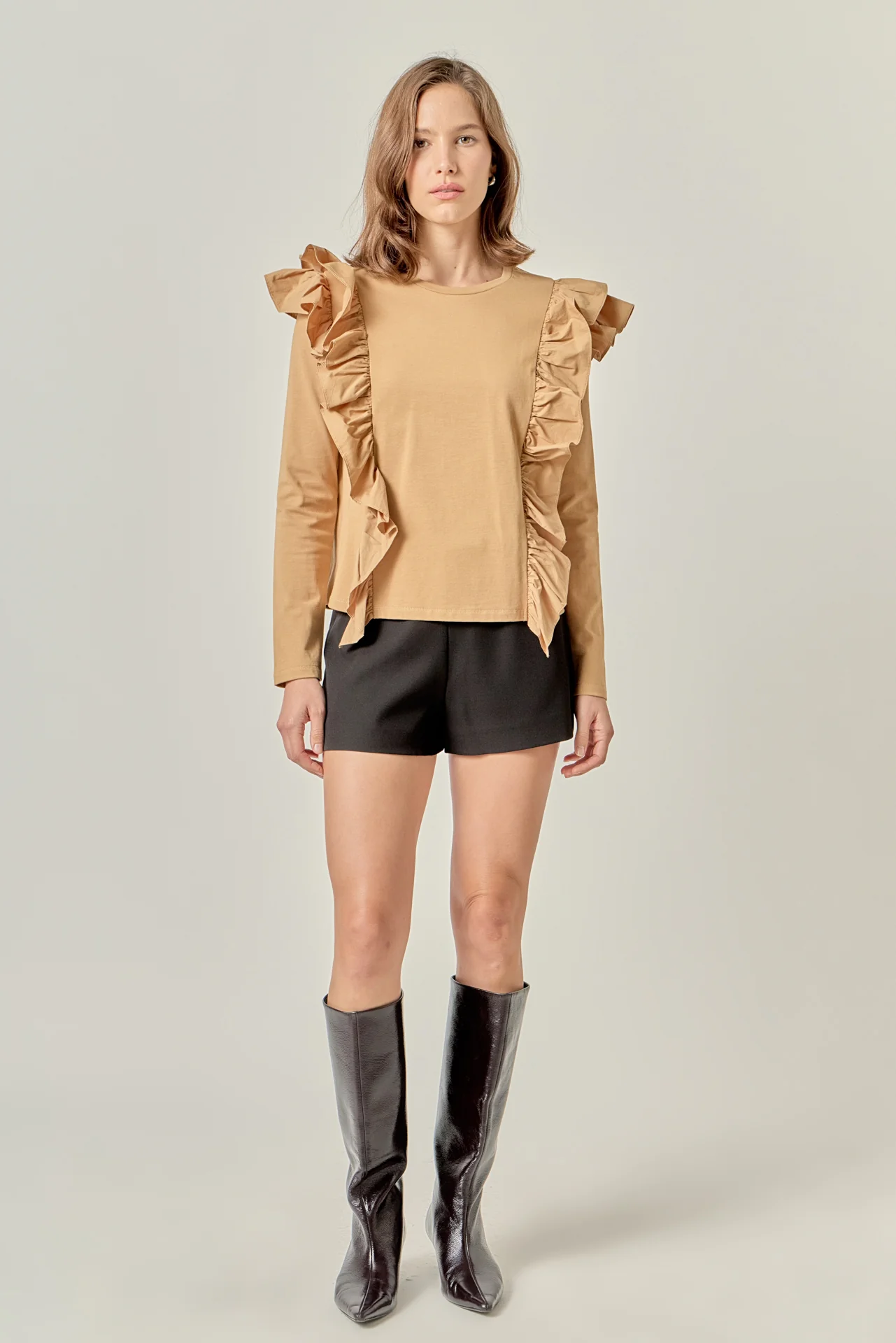 Poplin Ruffle Detail T-shirt - Image 11