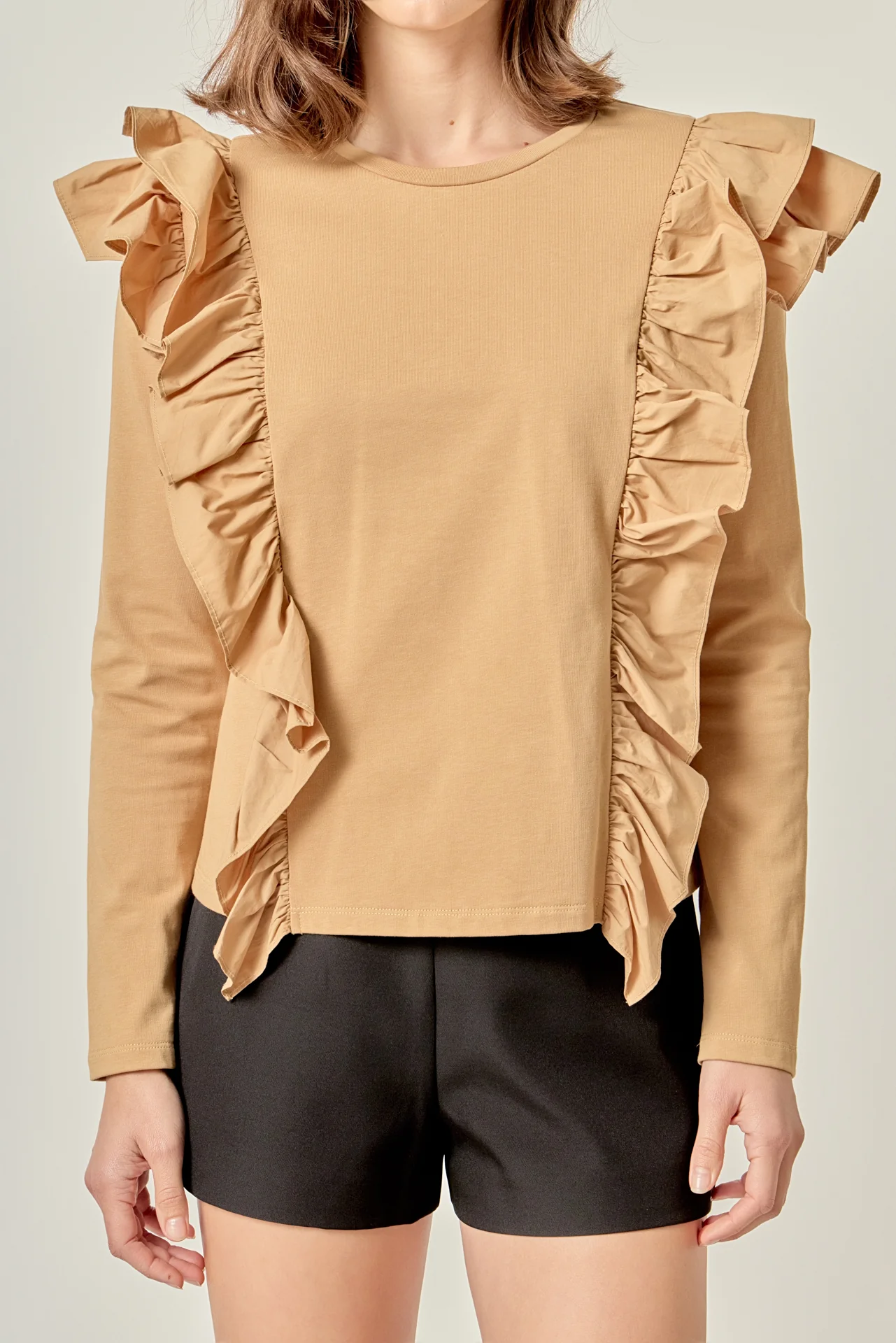 Poplin Ruffle Detail T-shirt - Image 12