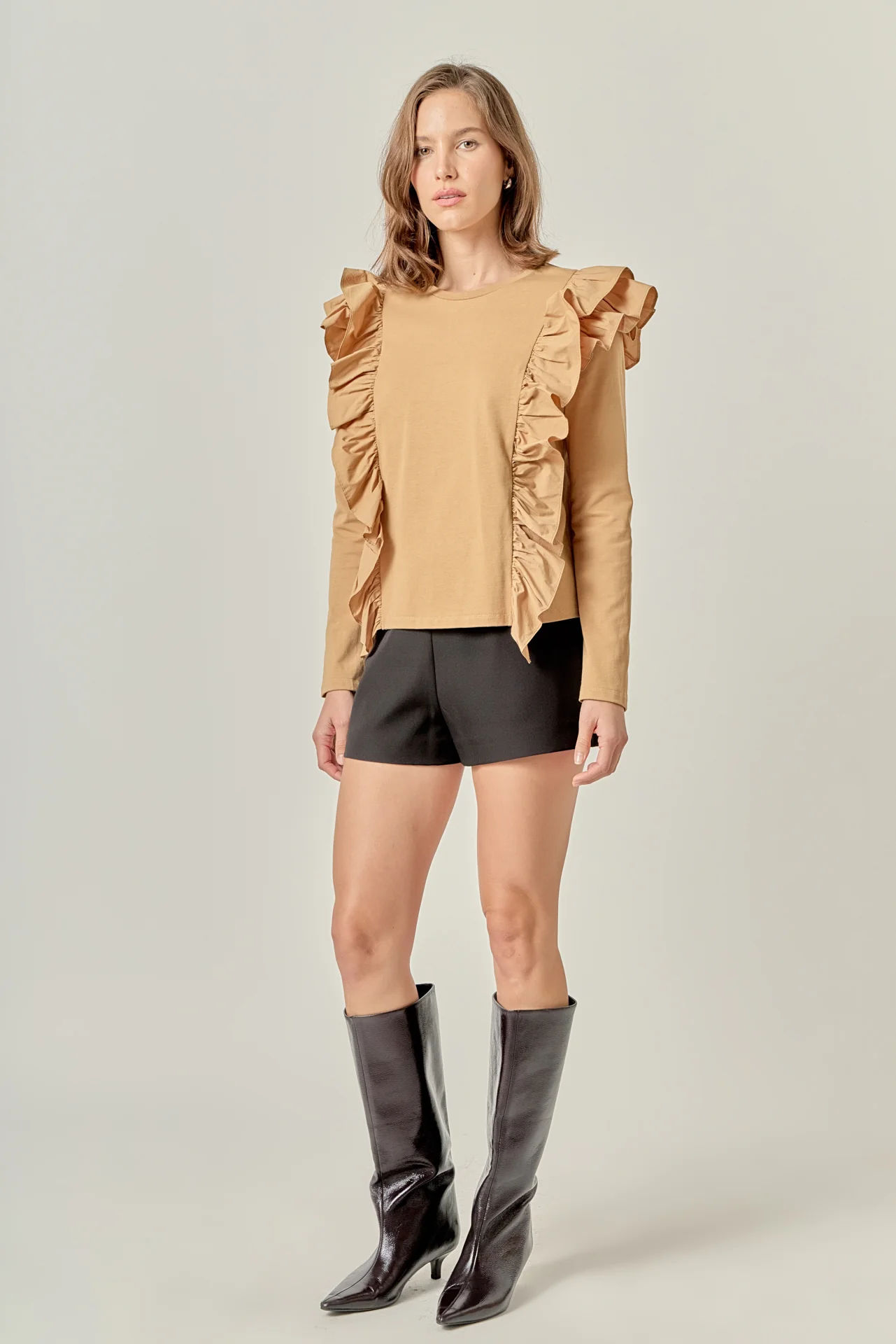 Poplin Ruffle Detail T-shirt - Image 13