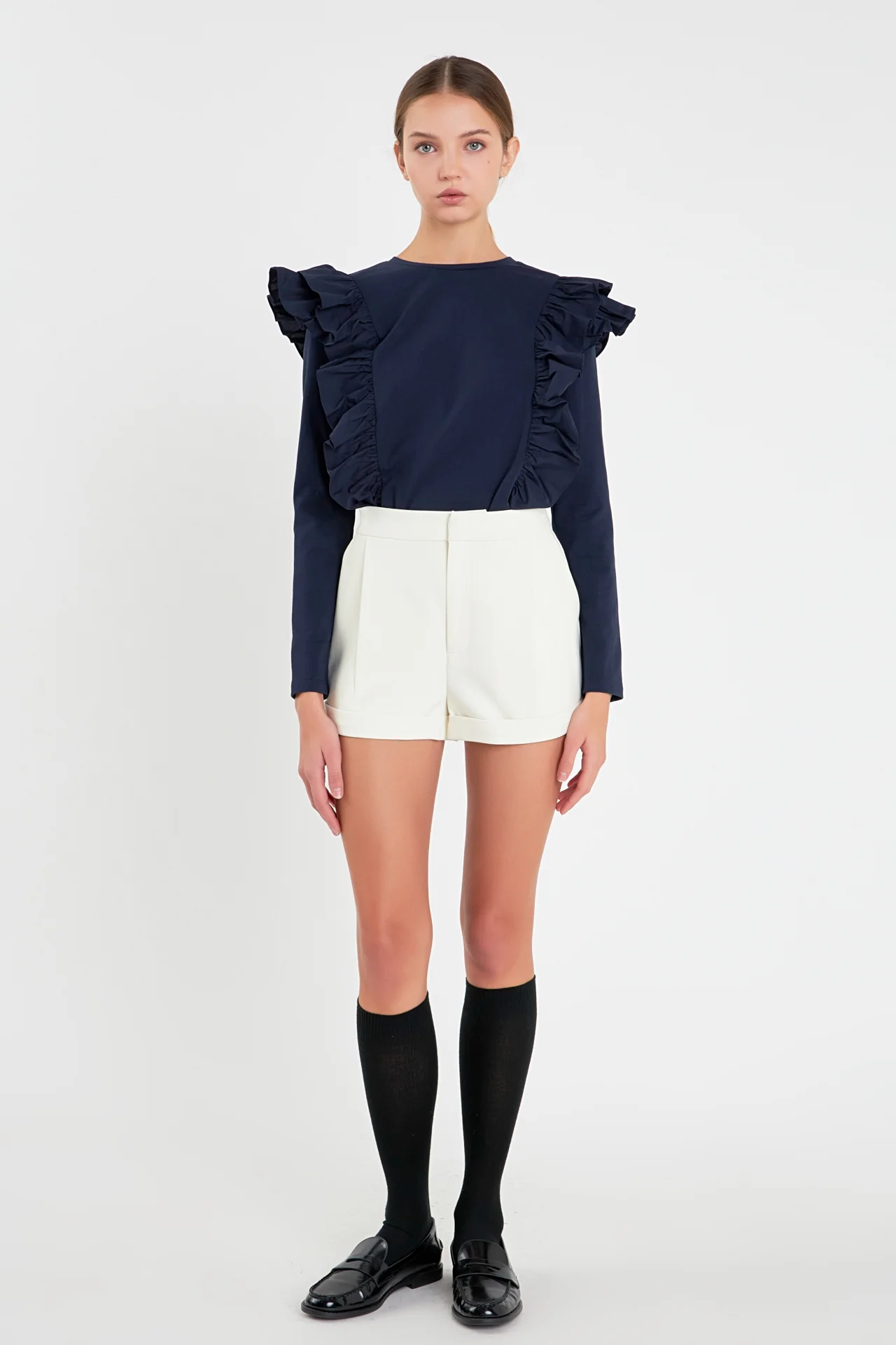 Poplin Ruffle Detail T-shirt - Image 16