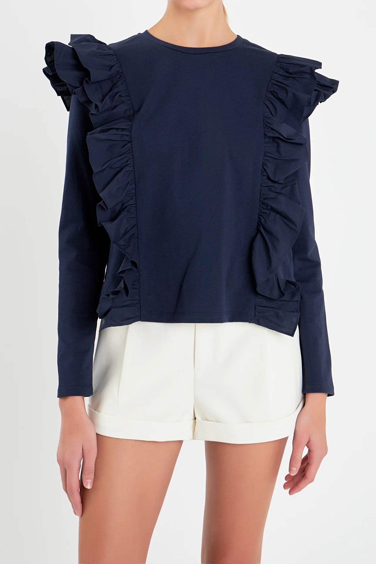 Poplin Ruffle Detail T-shirt - Image 17
