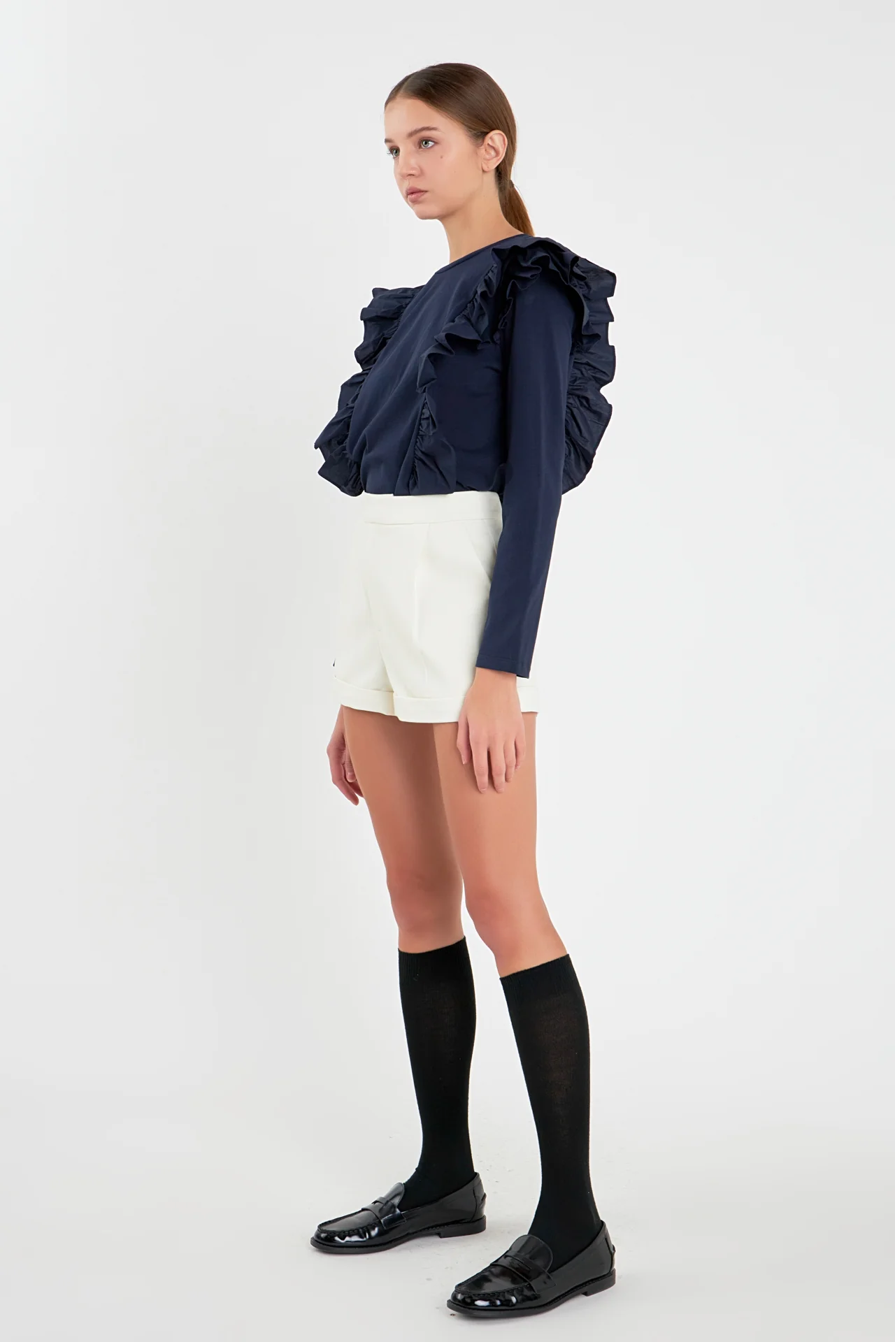 Poplin Ruffle Detail T-shirt - Image 18