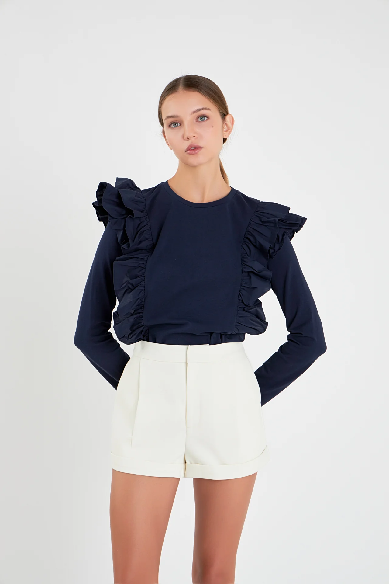 Poplin Ruffle Detail T-shirt - Image 20
