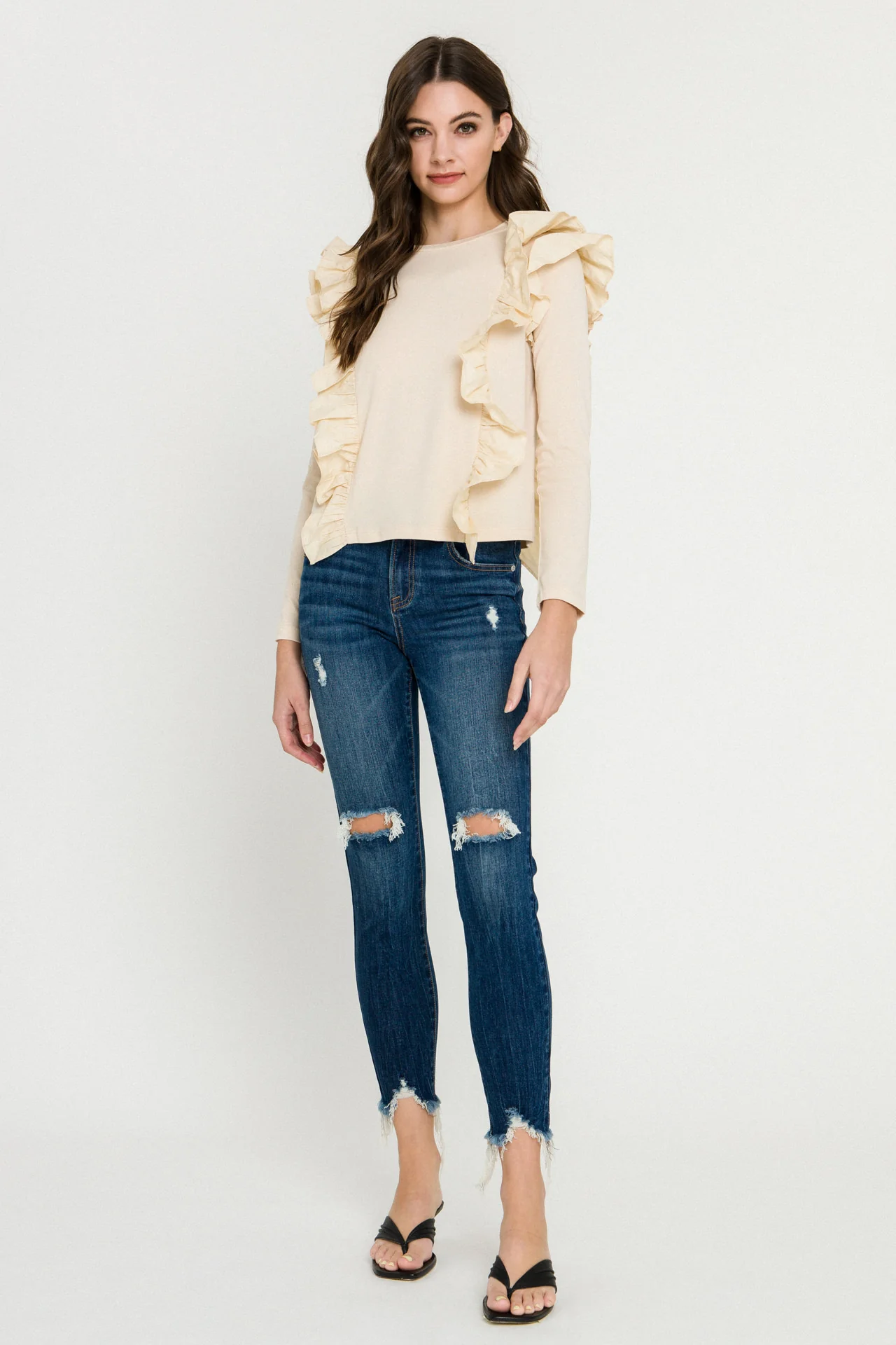 Poplin Ruffle Detail T-shirt - Image 21