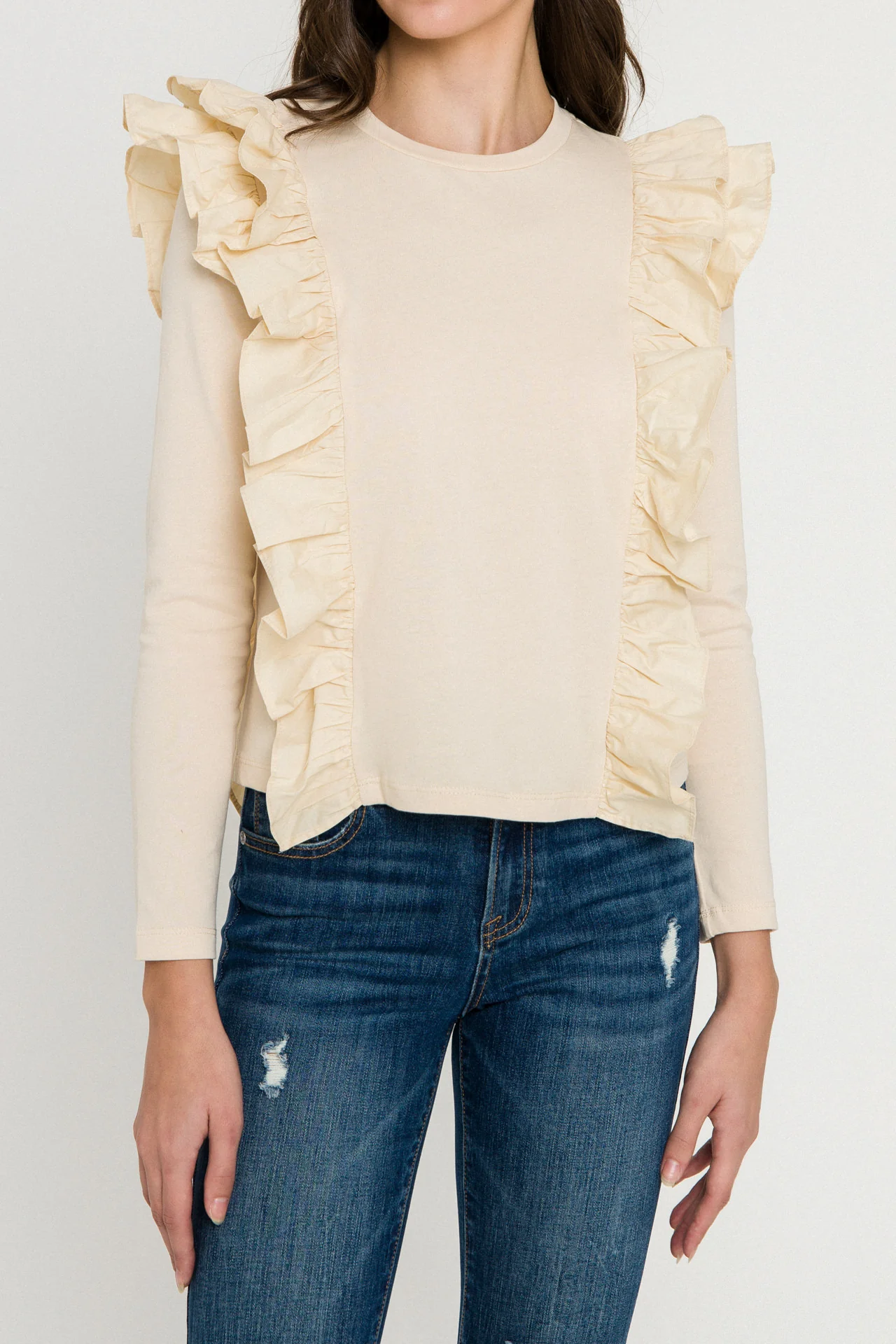 Poplin Ruffle Detail T-shirt - Image 22