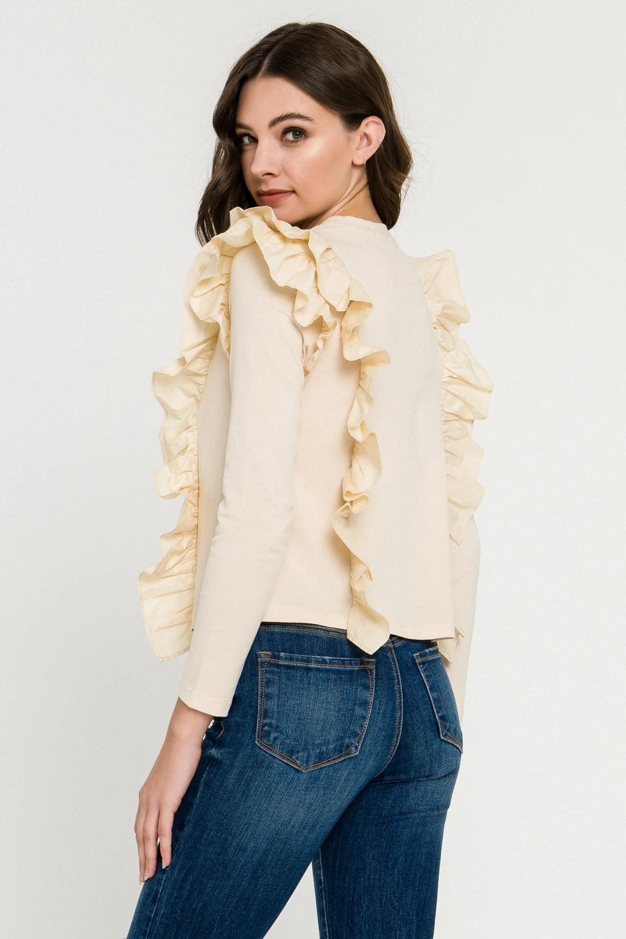 Poplin Ruffle Detail T-shirt - Image 24