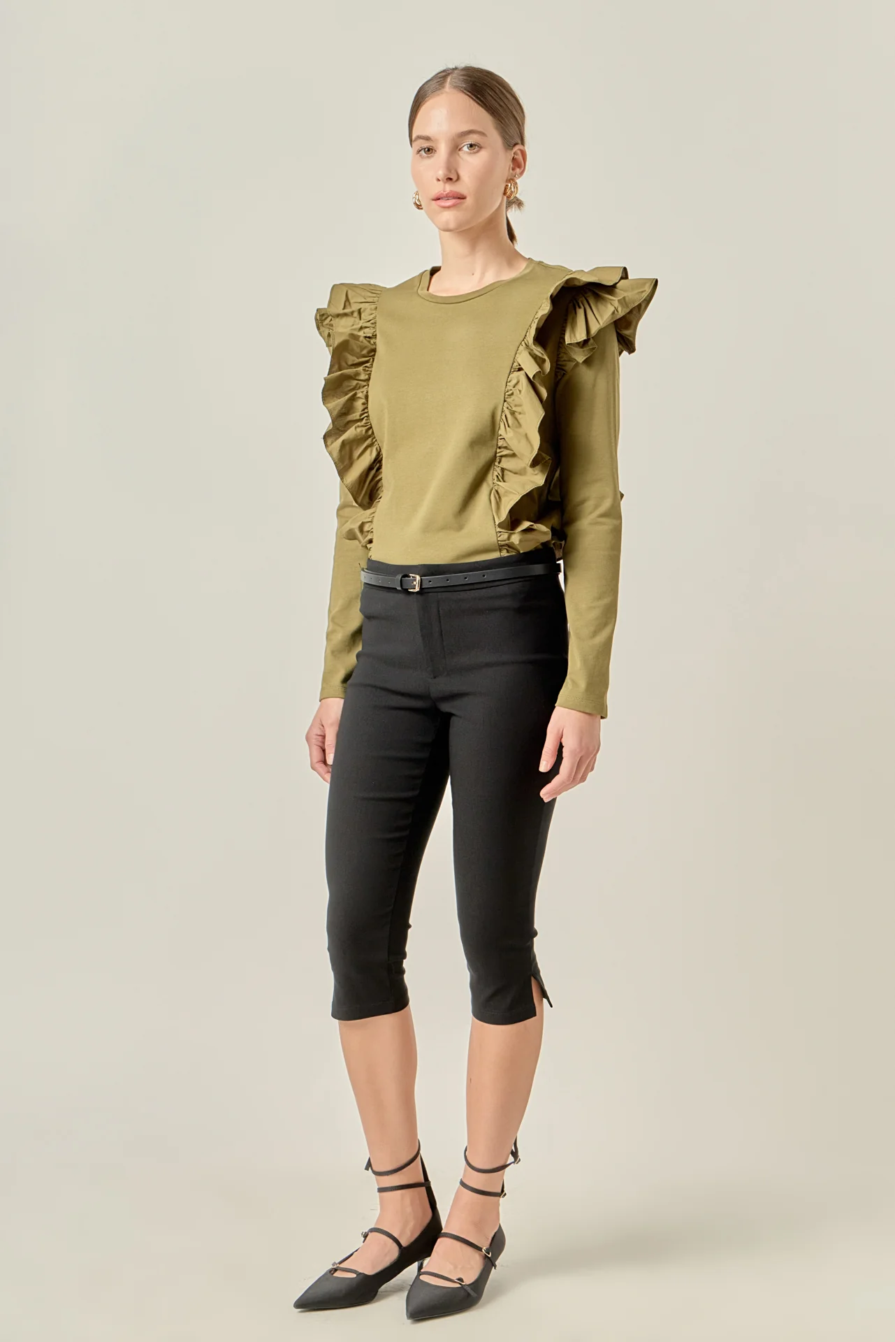 Poplin Ruffle Detail T-shirt - Image 3