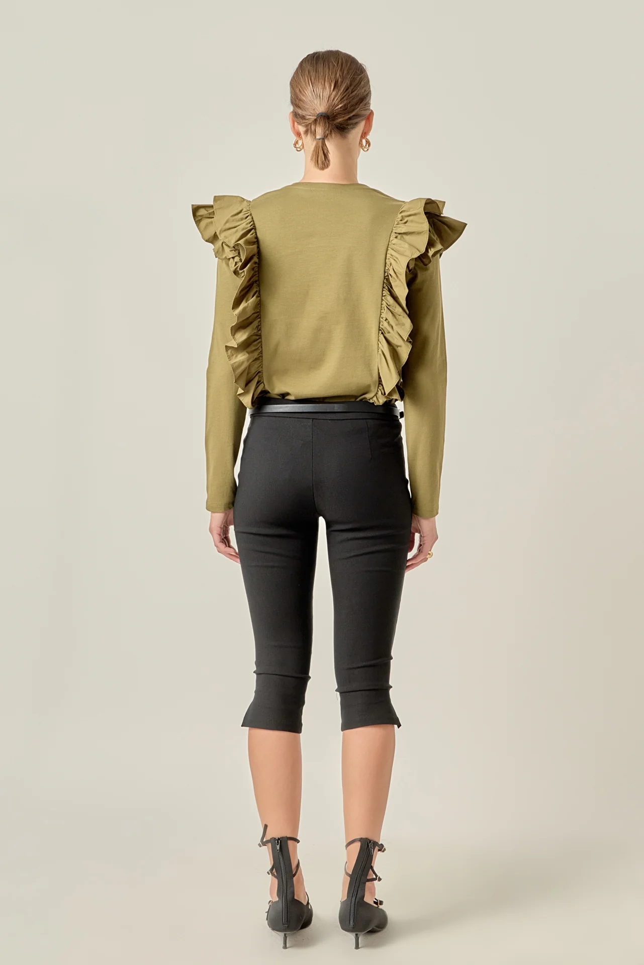 Poplin Ruffle Detail T-shirt - Image 4