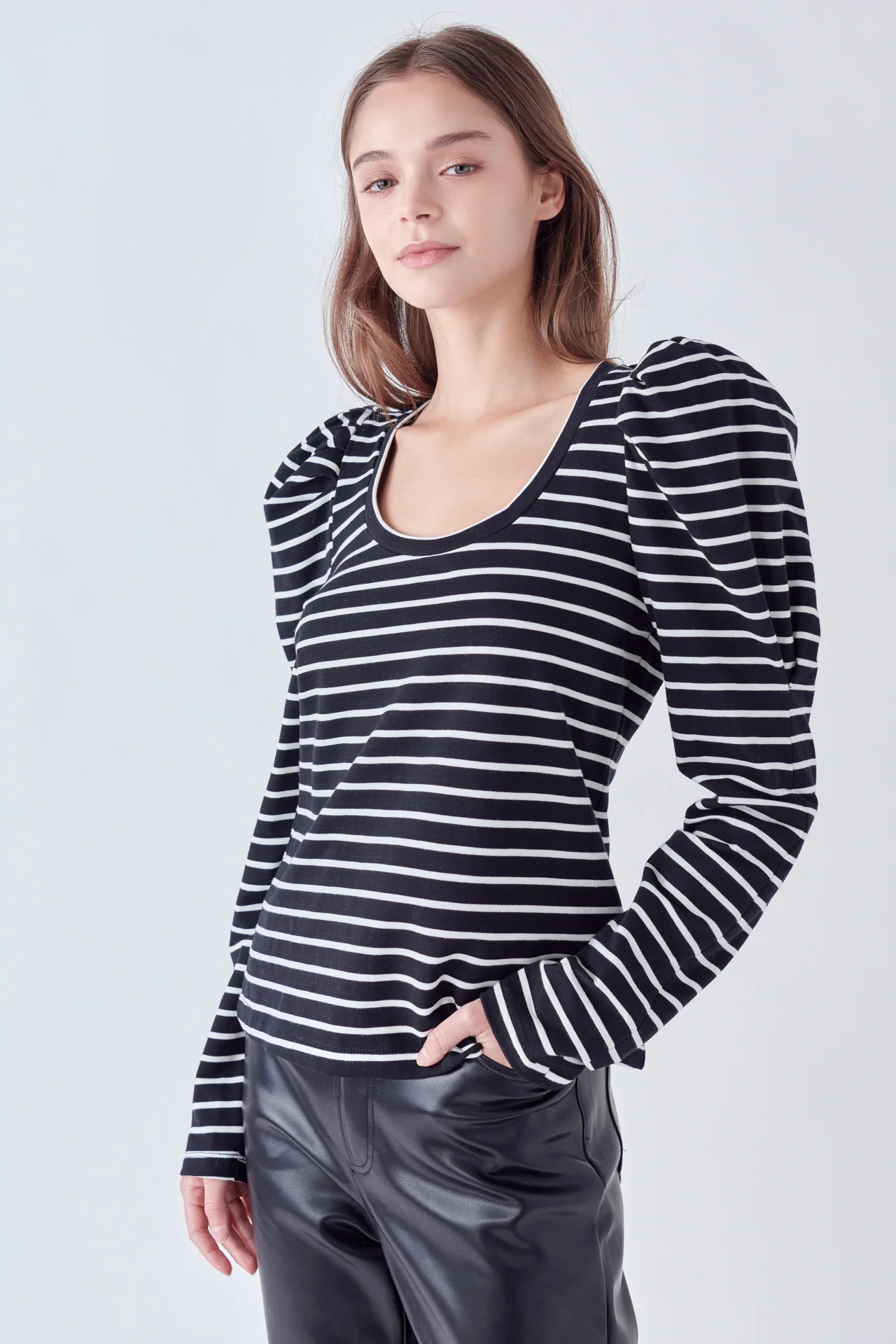 Classic Stripe Puff Sleeve Tee - Image 12