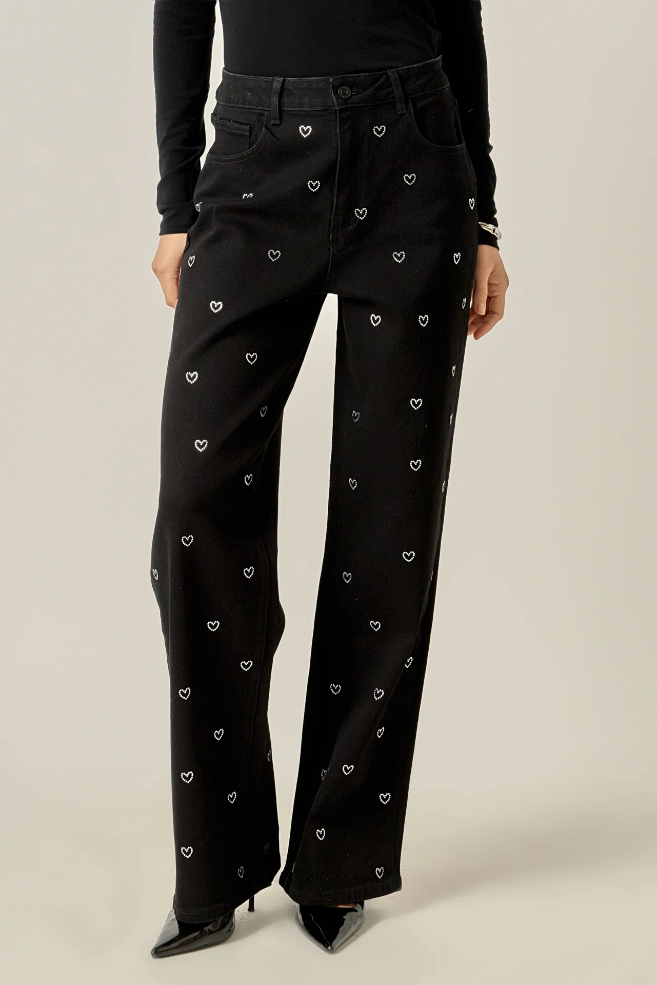 Rhinestone Heart Jeans - Image 5