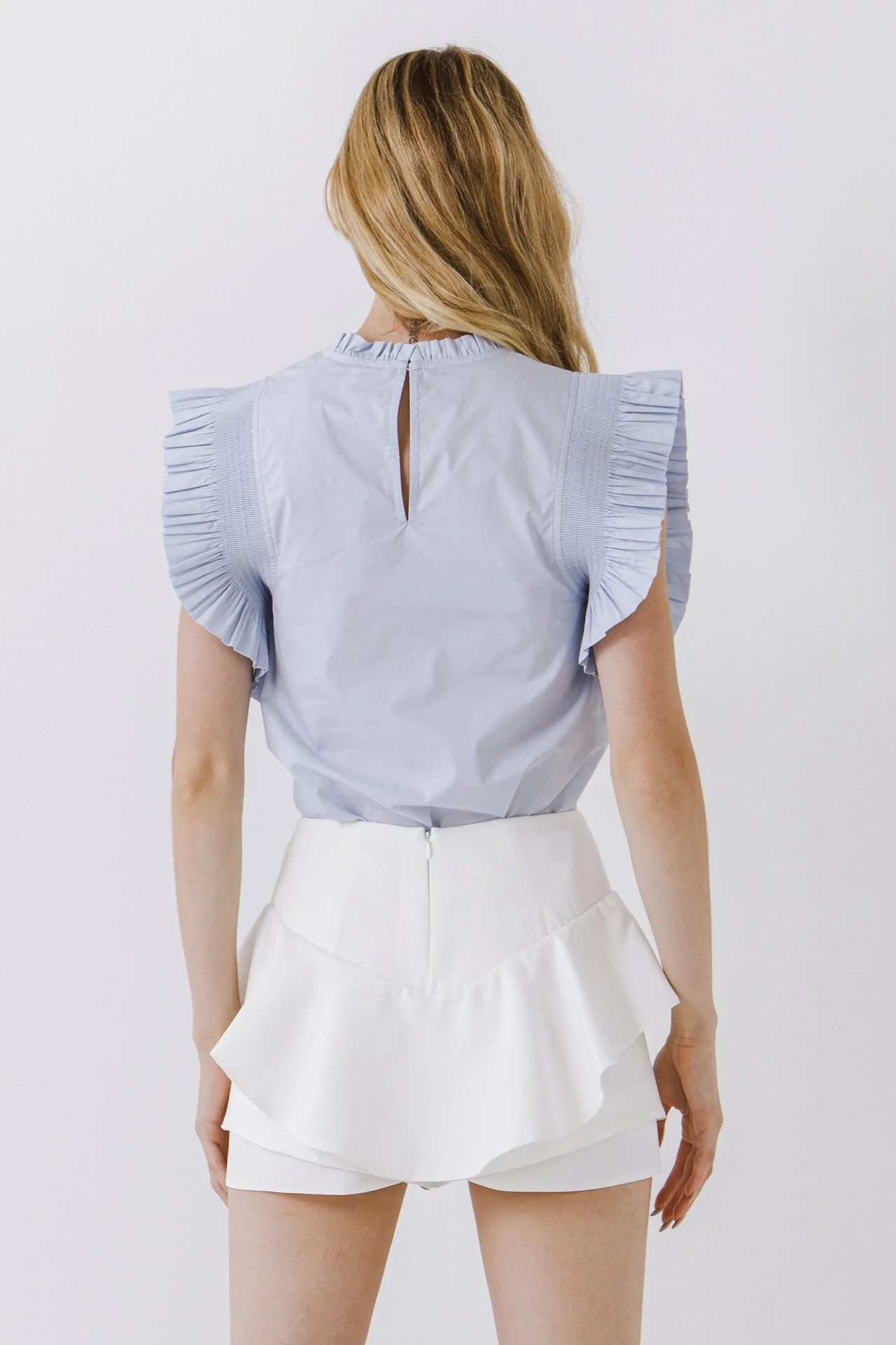Ruffle Sleeve Poplin Top - Image 19