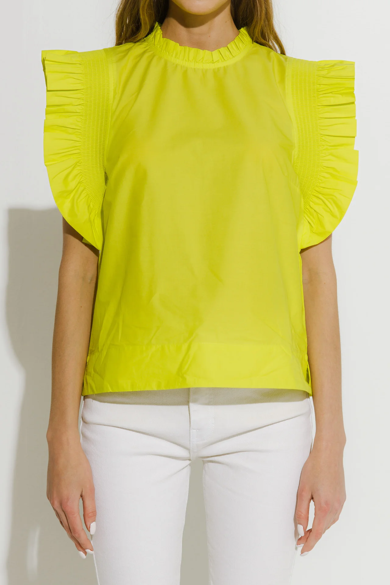 Ruffle Sleeve Poplin Top - Image 27